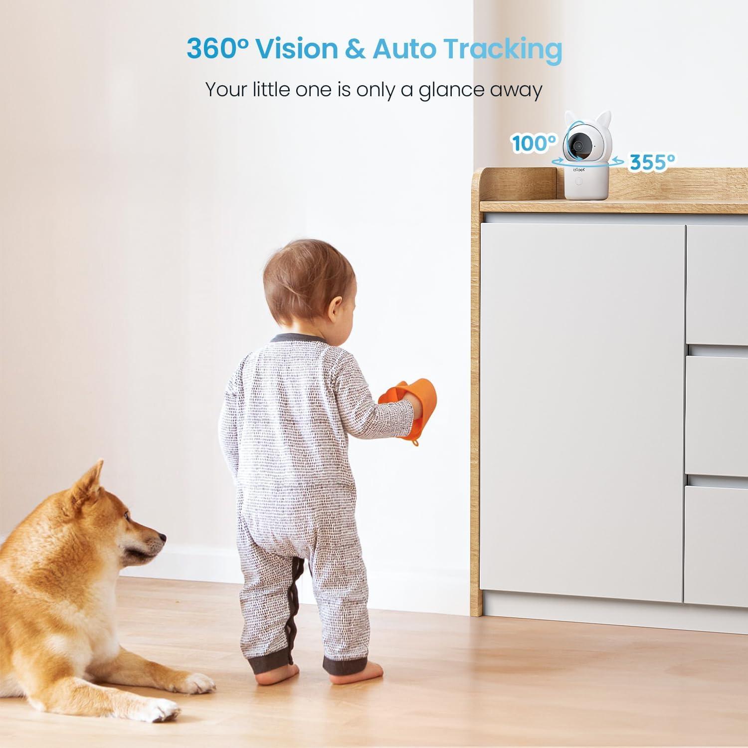 Monitor de Bebé ieGeek 1080P con 2 Cámaras y Pantalla 4.3"