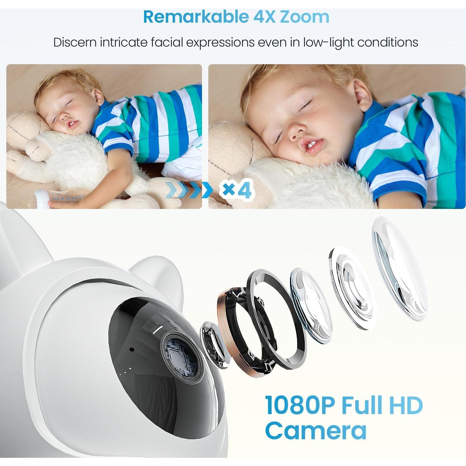 Monitor de Bebé ieGeek 1080P con 2 Cámaras y Pantalla 4.3"