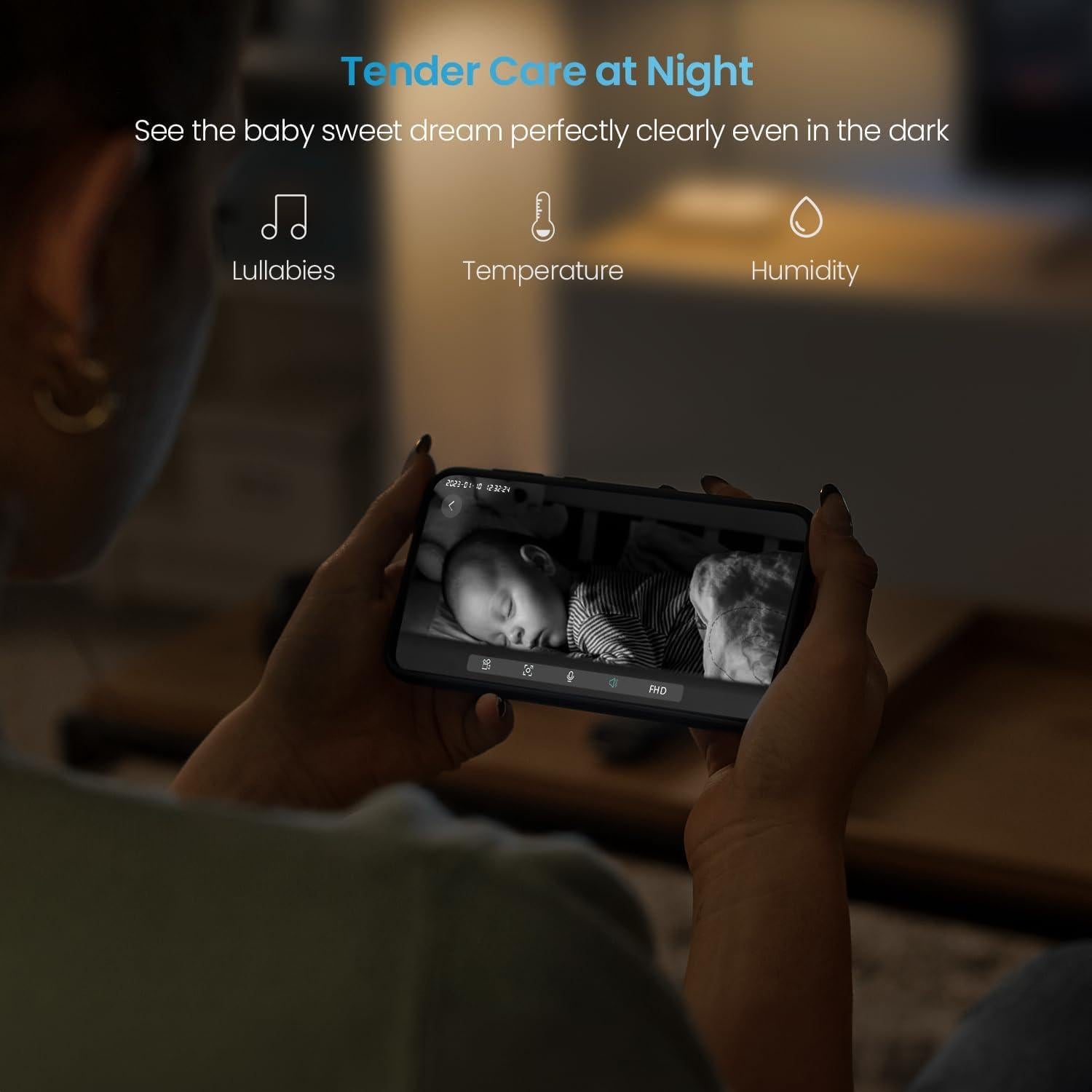 Monitor de Bebé ieGeek 1080P con 2 Cámaras y Pantalla 4.3"