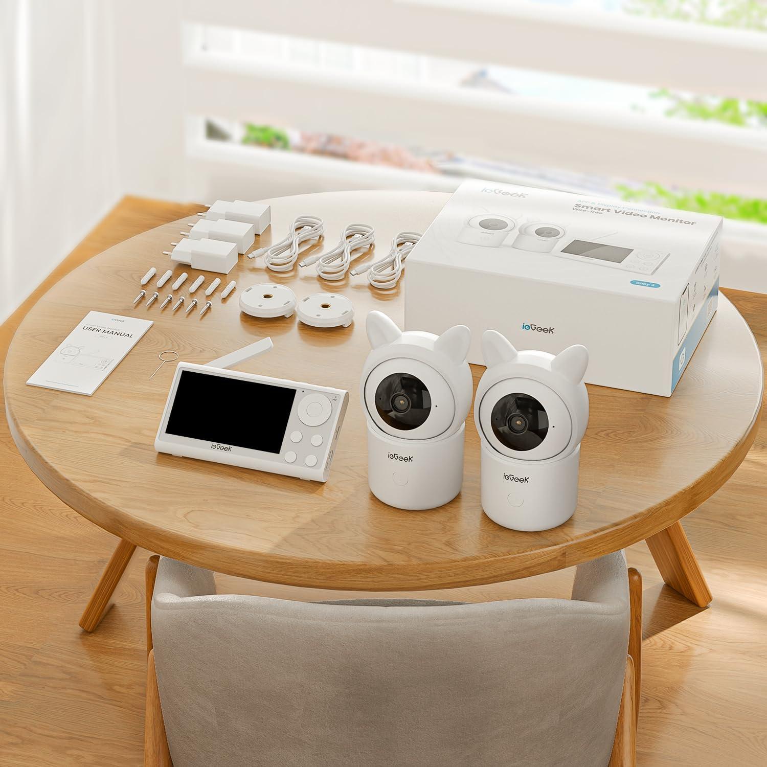 Monitor de Bebé ieGeek 1080P con 2 Cámaras y Pantalla 4.3"