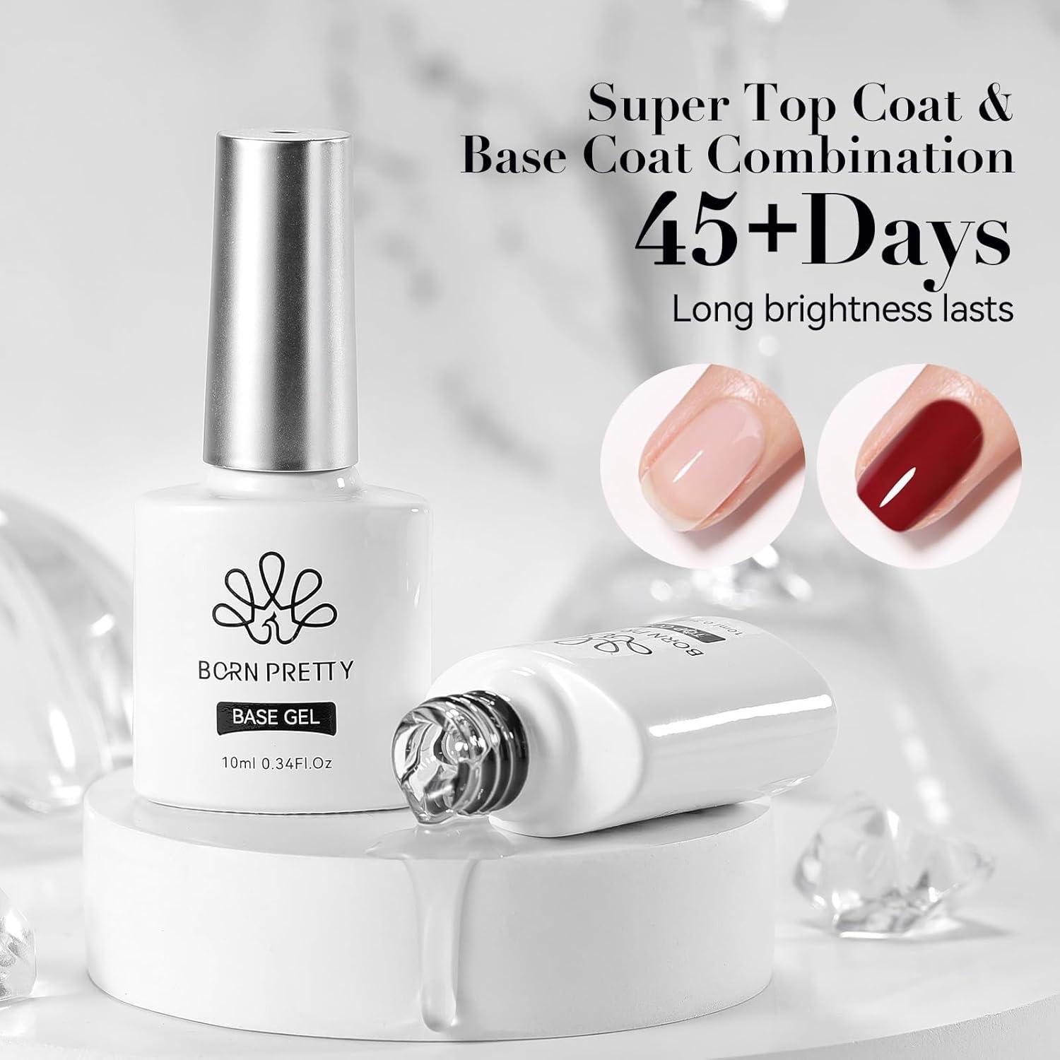 Set de Gel Base y Top Coat Born Pretty 10ml - Brillo Duradero