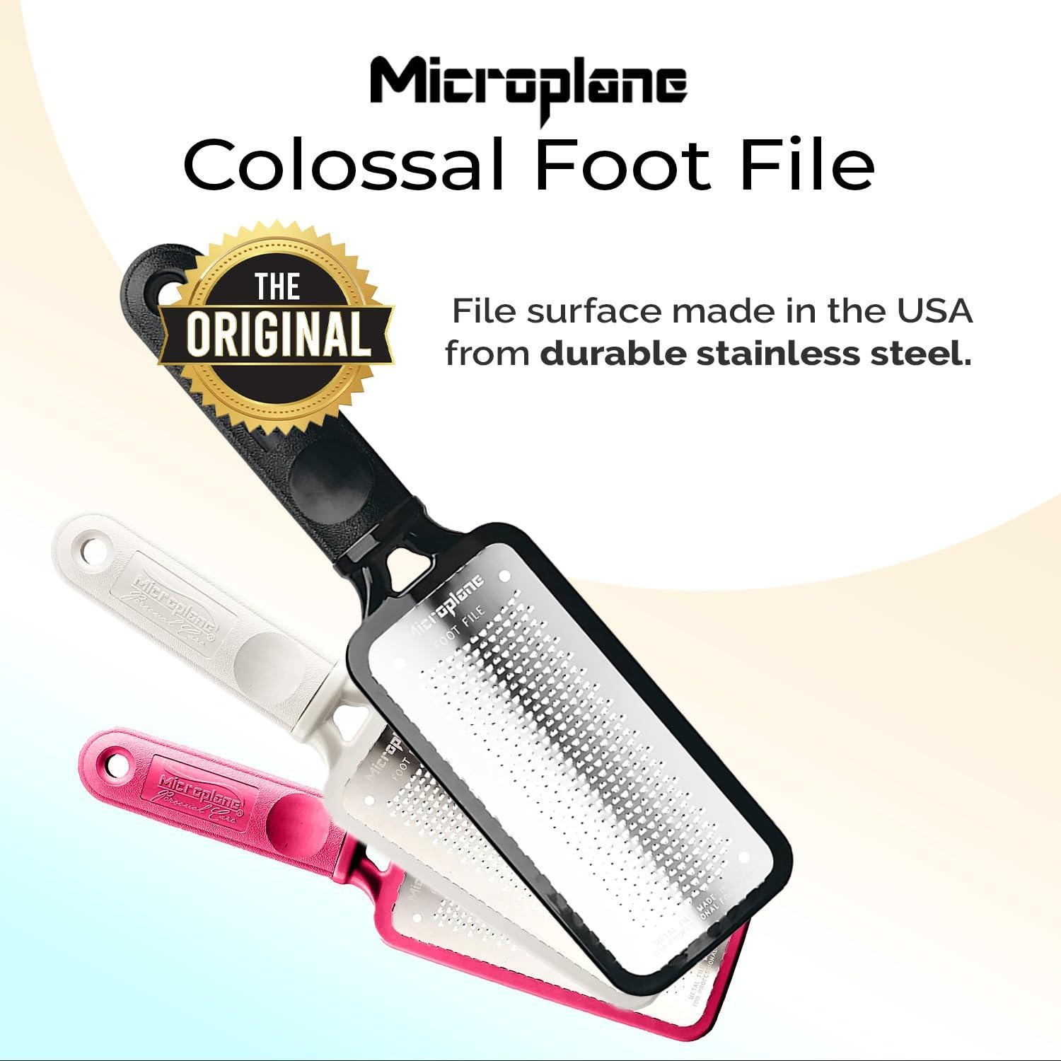Raspador de pies Microplane Colossal - Exfoliante de acero inoxidable
