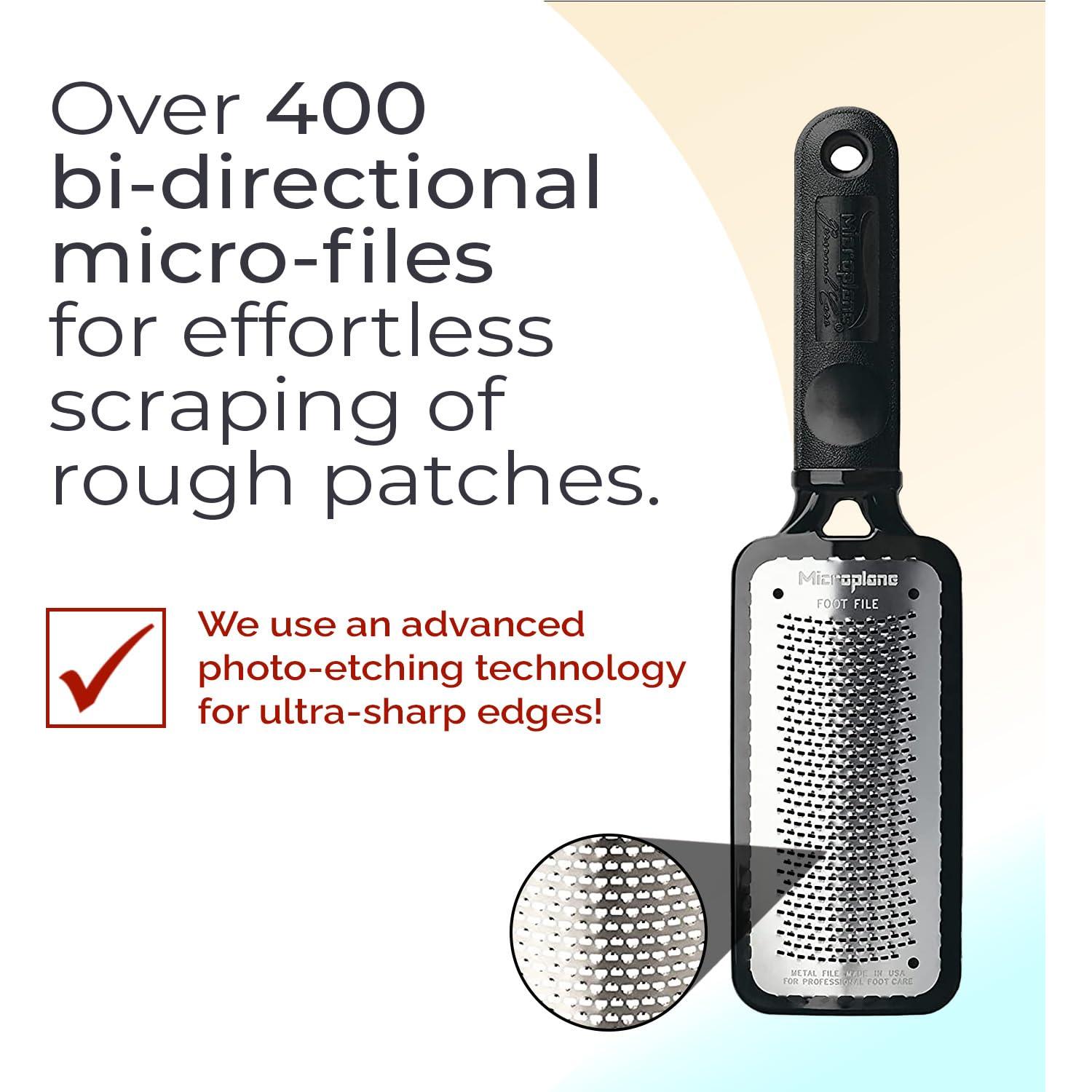 Raspador de pies Microplane Colossal - Exfoliante de acero inoxidable