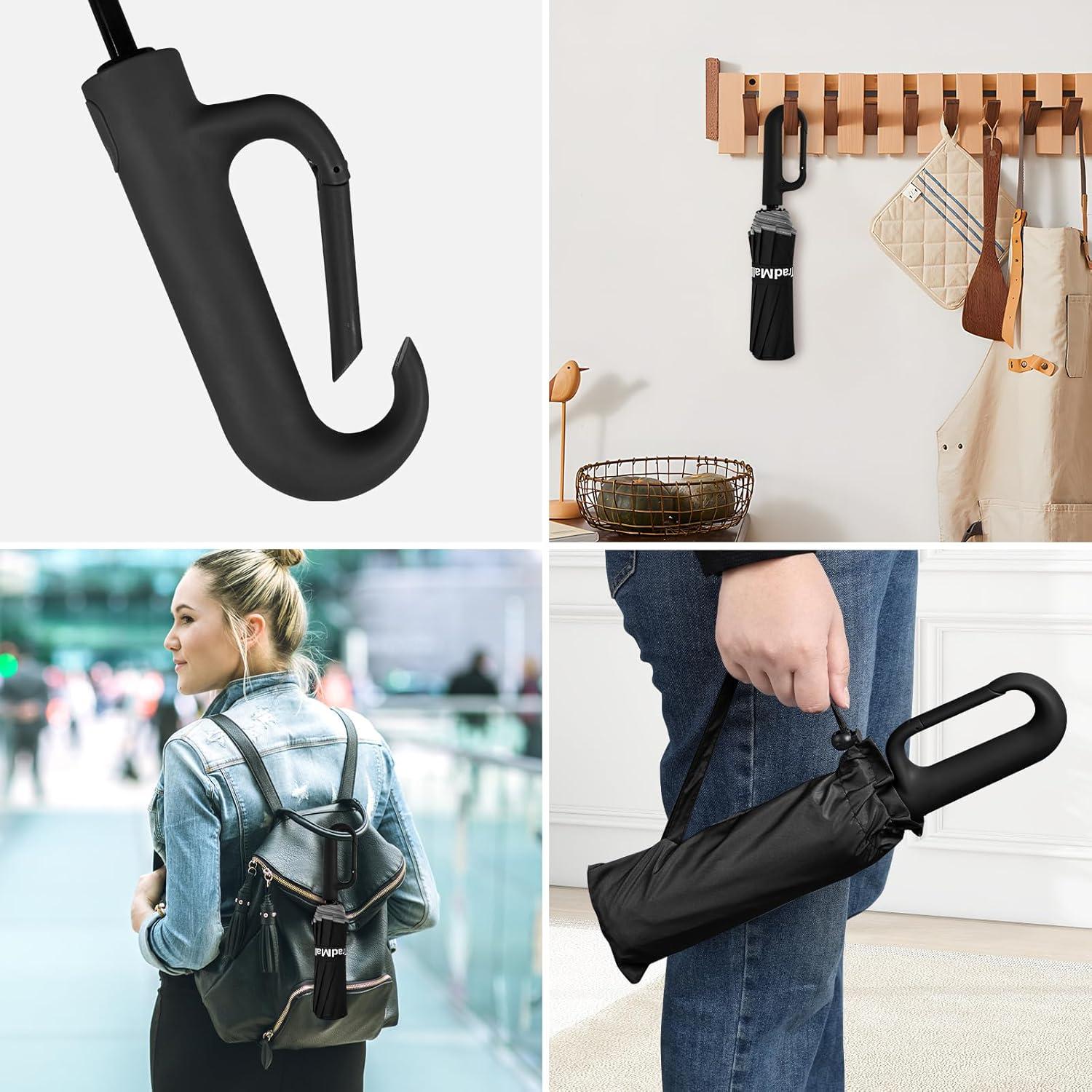 Paraguas de Viaje TradMall 280T Automático Compacto Negro