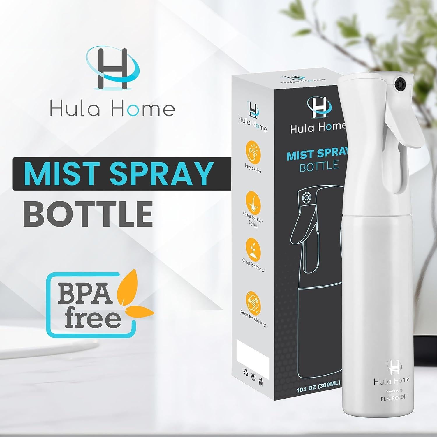 Botella Spray Hula Home 300ml Neblina Fina Continua Blanca