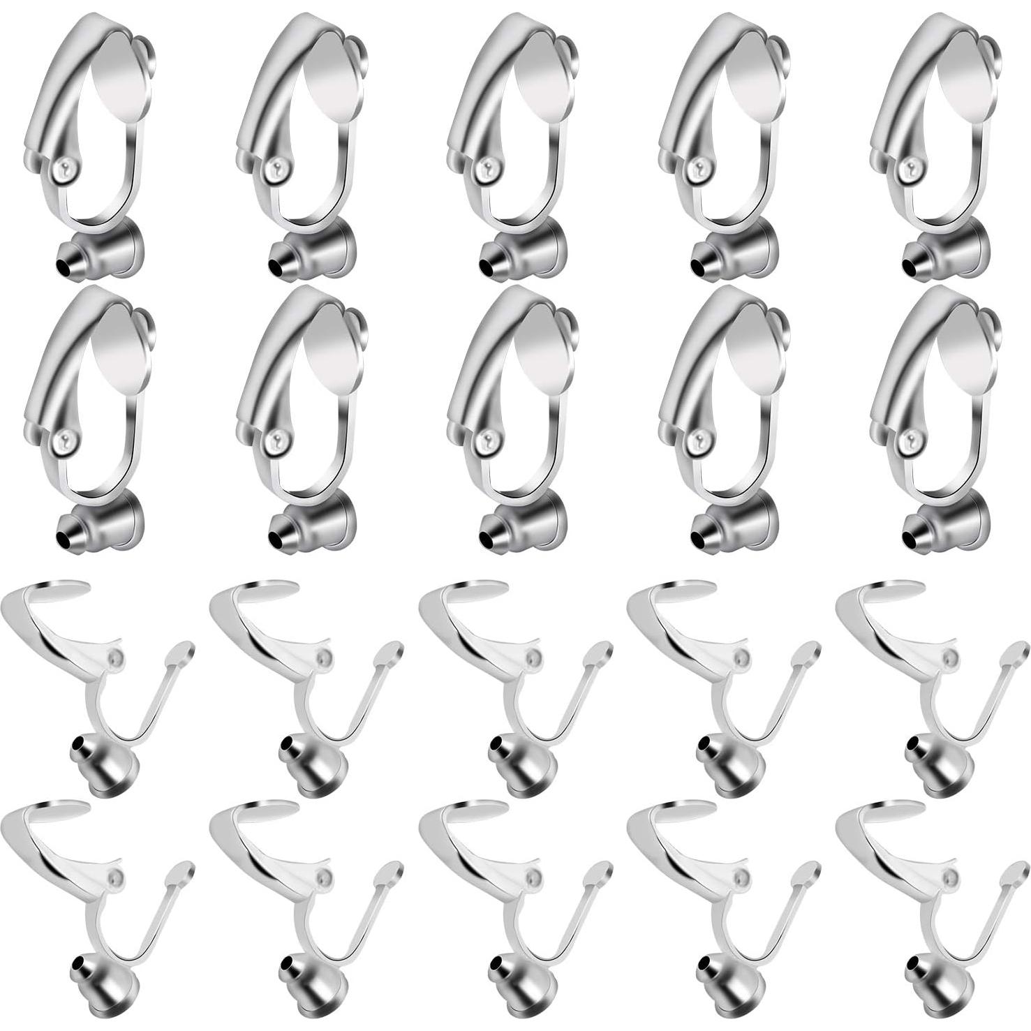 BronaGrand 20 Piezas Convertidores Pendientes Clip-on Plata