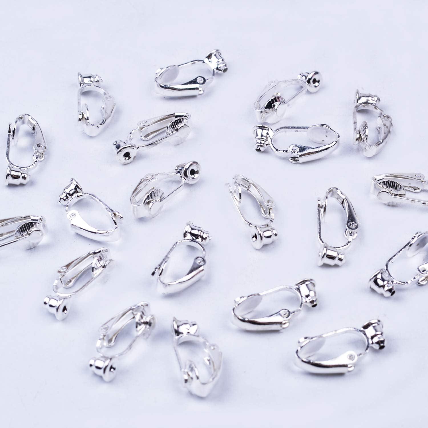 BronaGrand 20 Piezas Convertidores Pendientes Clip-on Plata