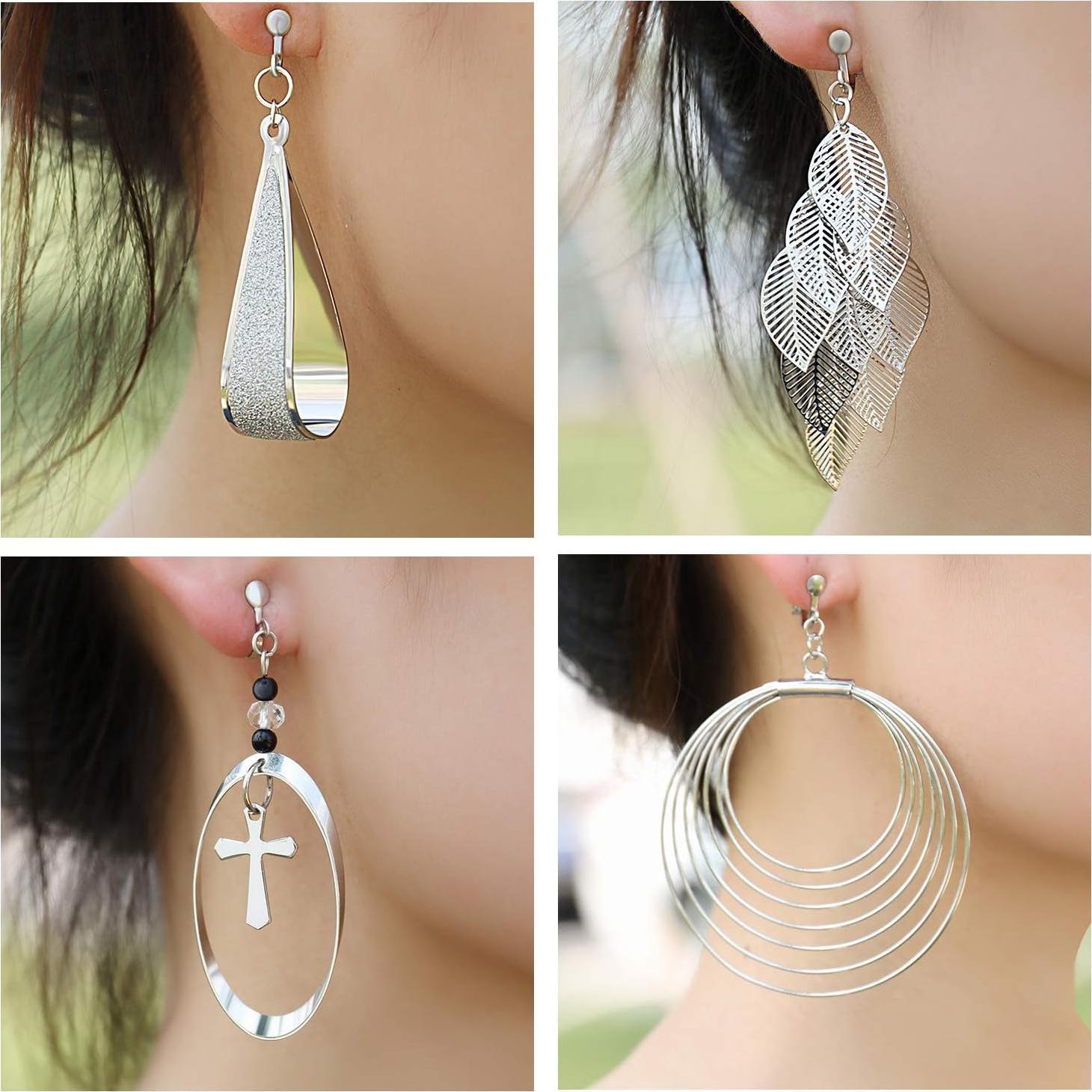 15 Pares de Pendientes de Clip Plateados Hipoalergénicos