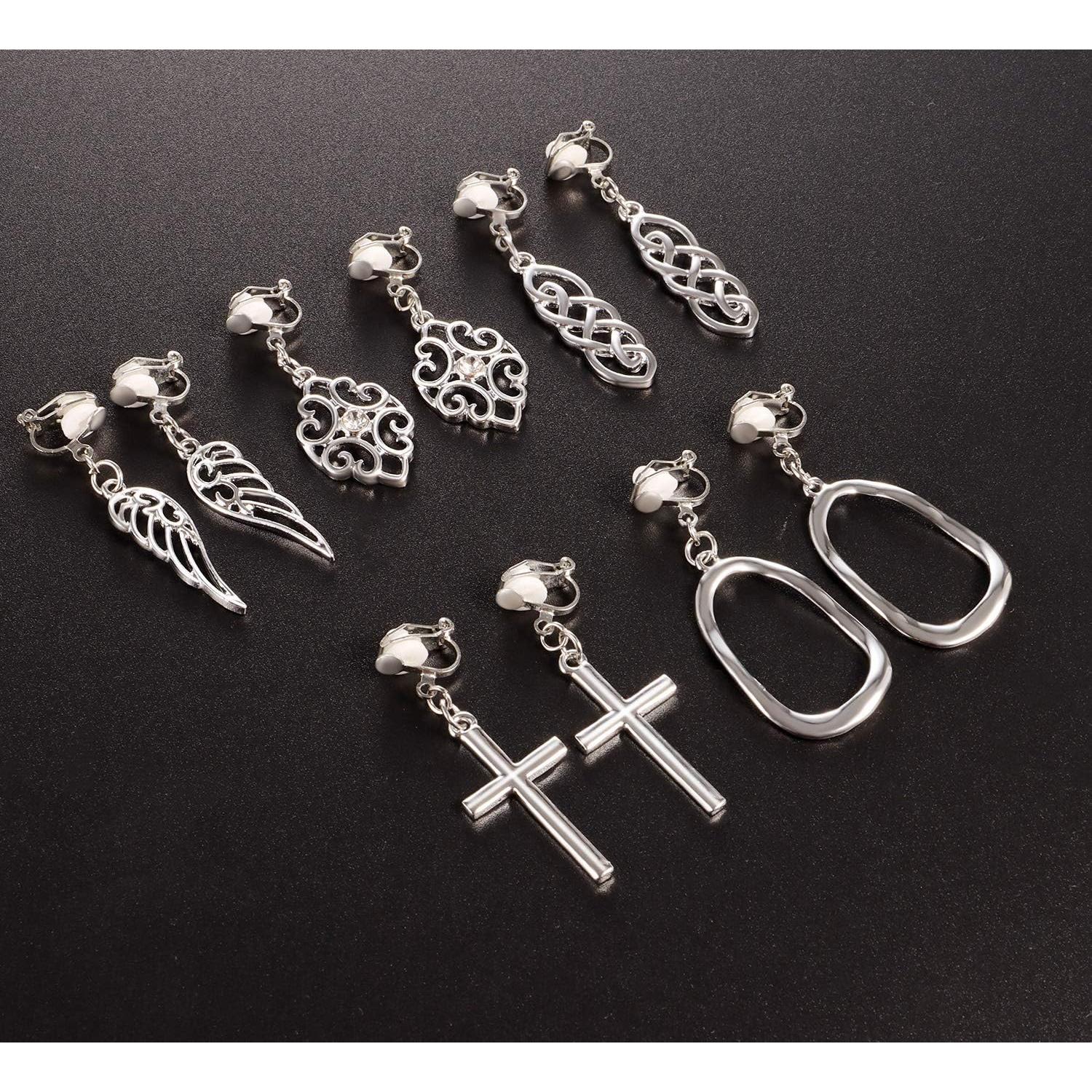 15 Pares de Pendientes de Clip Plateados Hipoalergénicos