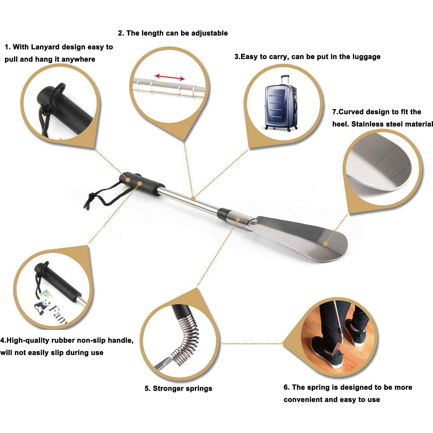 Calzador Extensible de Acero Inoxidable Fanwer 40 a 79 cm