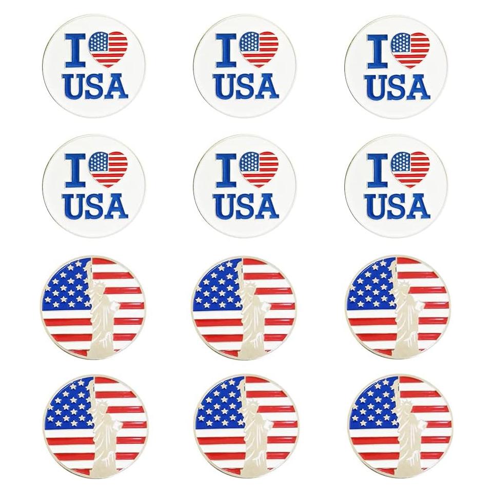Marcadores de Golf GOLTERS - Paquete de 12, Bandera Americana
