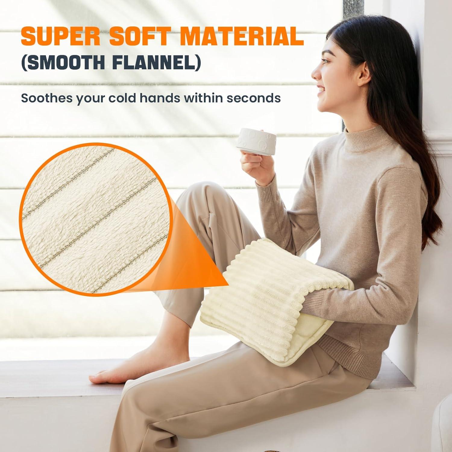 Calentador de Manos Eléctrico SINORIKO Beige, 3 Niveles, 90 Minutos