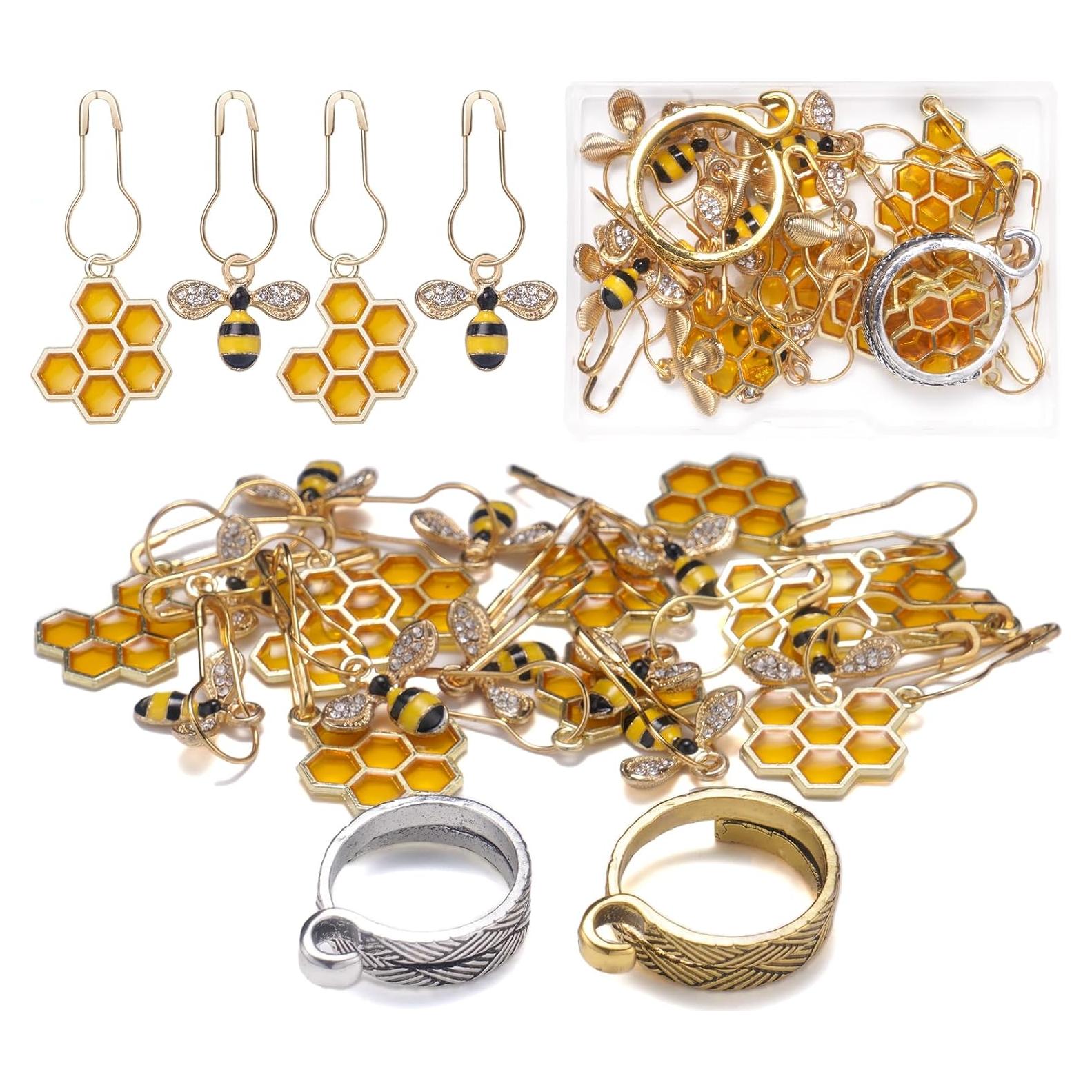 20 Marcadores de Punto Tatiwoo Abeja y Panal para Tejer