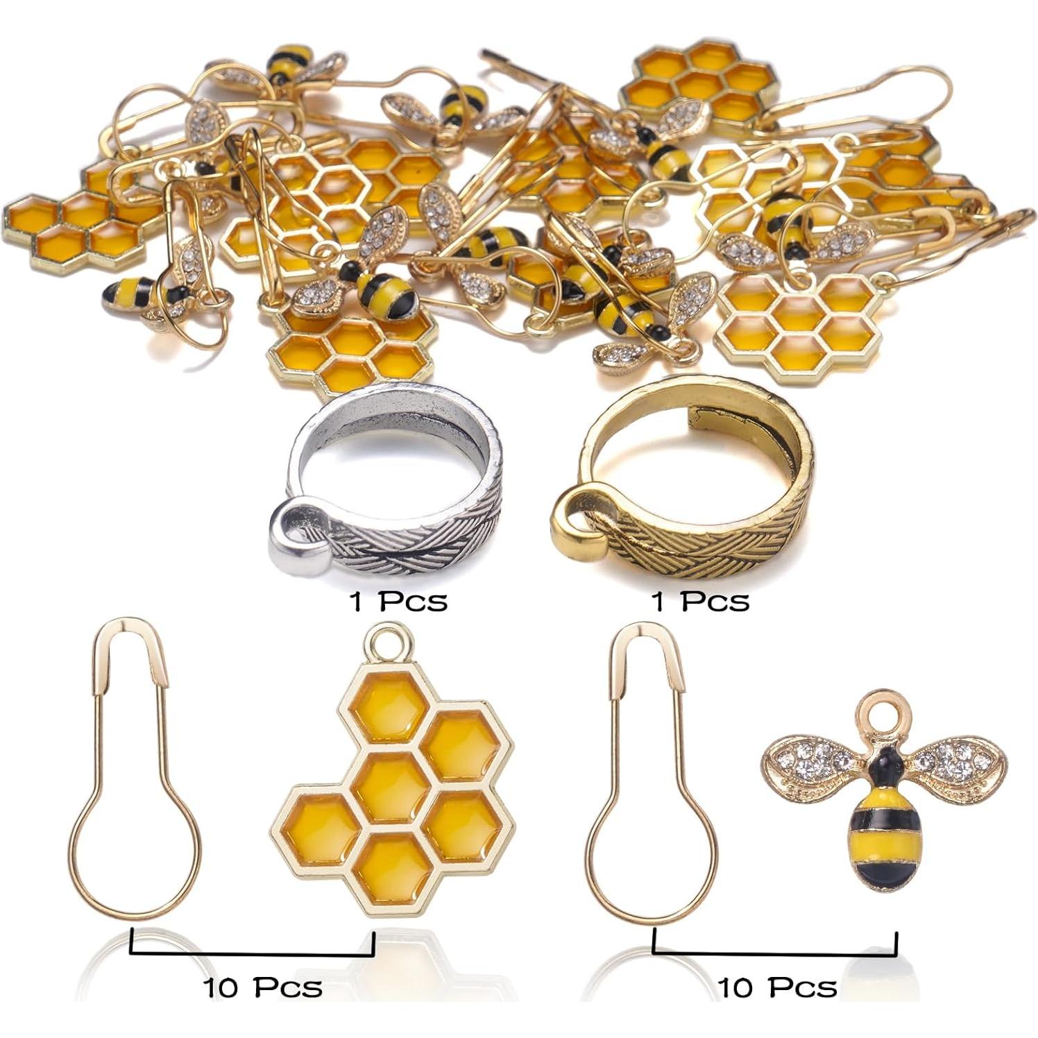 20 Marcadores de Punto Tatiwoo Abeja y Panal para Tejer