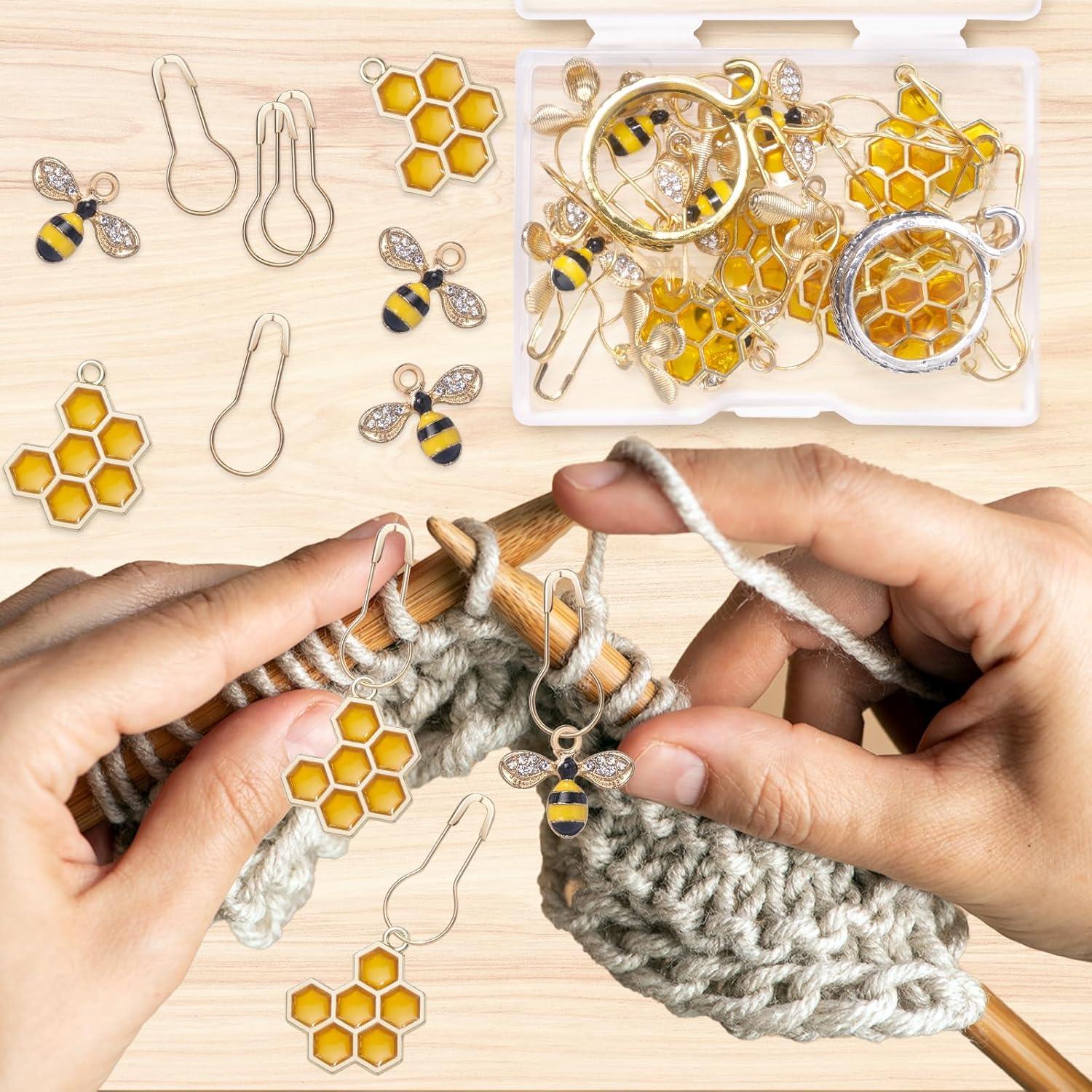 20 Marcadores de Punto Tatiwoo Abeja y Panal para Tejer