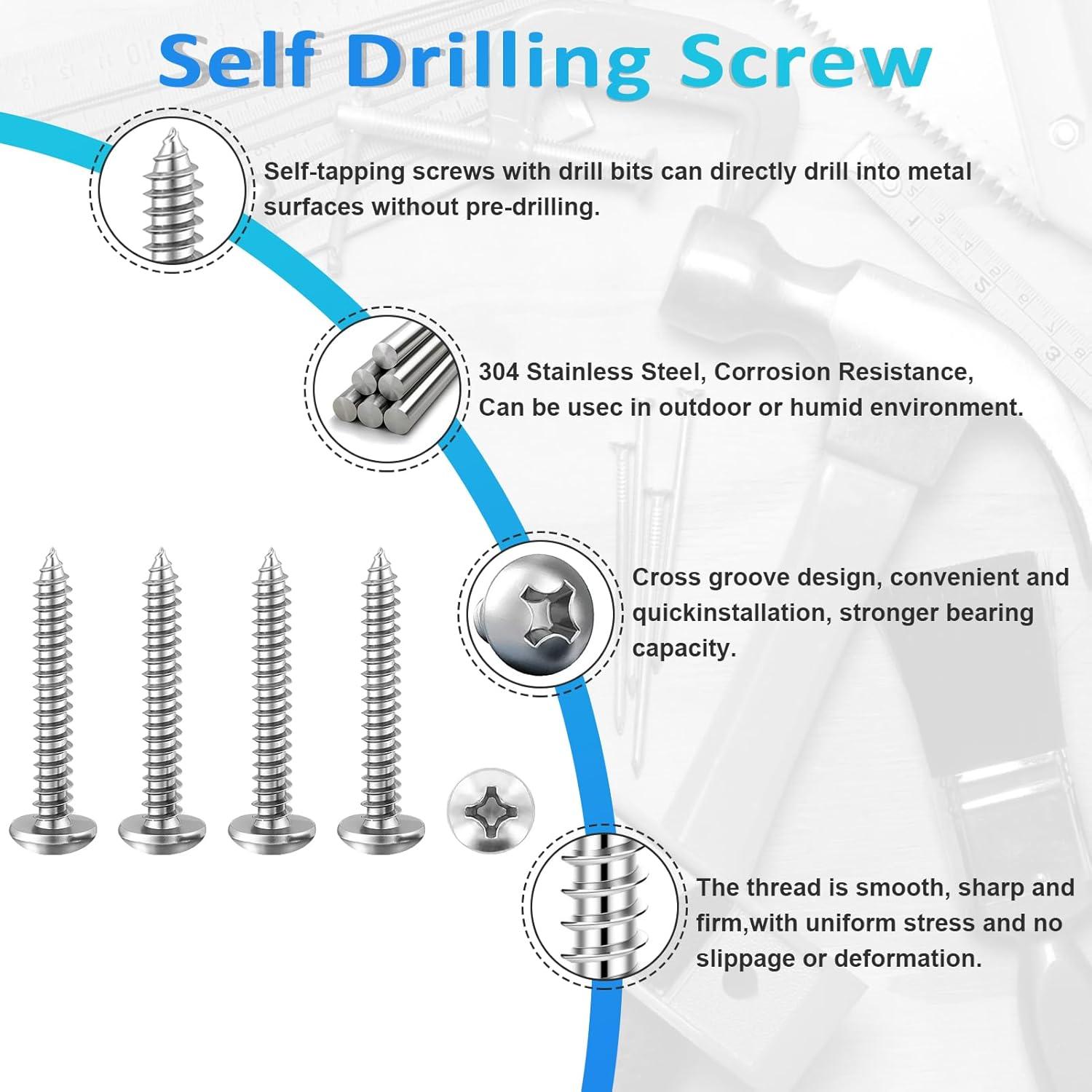 100 Tornillos de Madera Inoxidable #8 x 2.54 cm NANAKLAUS