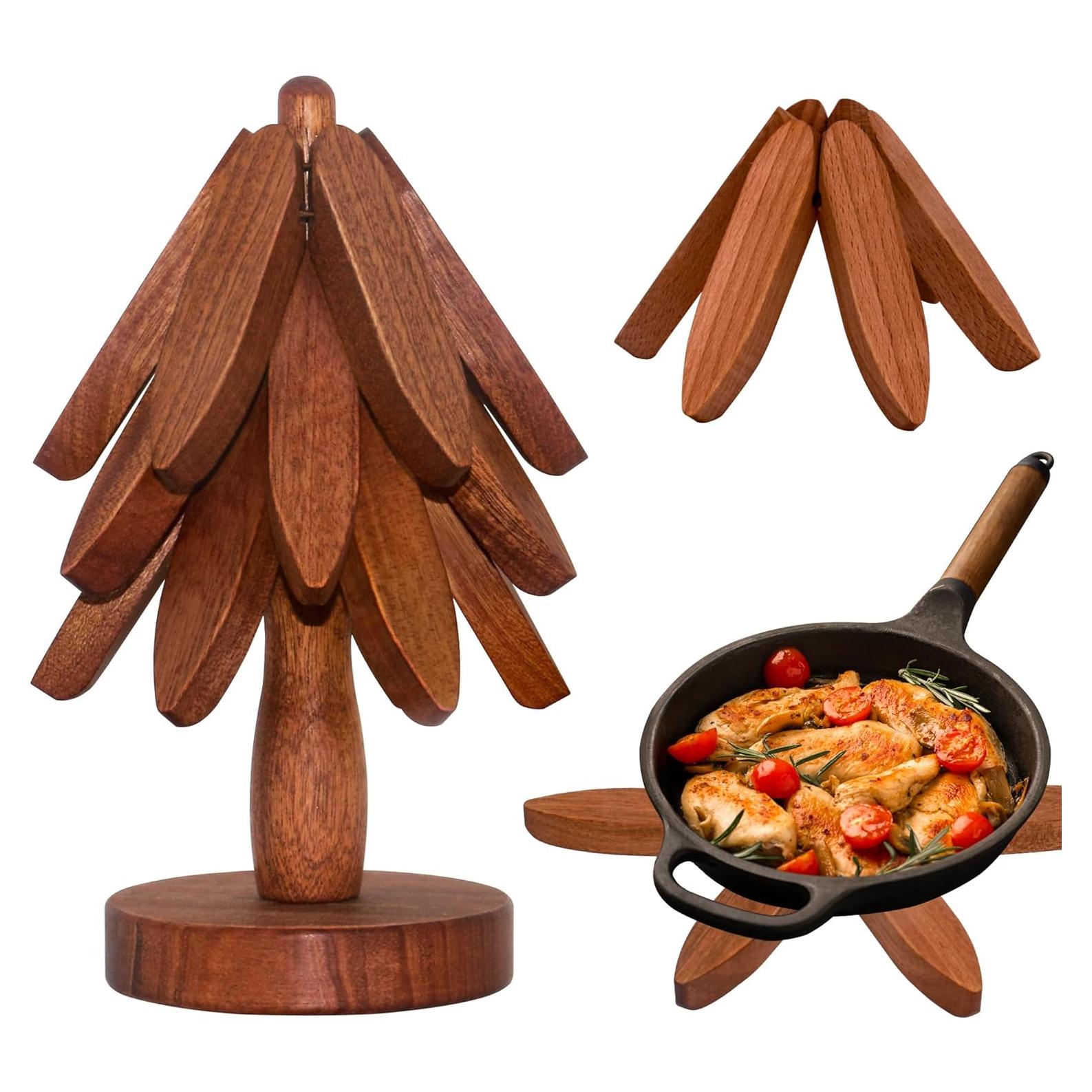 Set de 3 Posavasos de Madera LIFETOWE en Forma de Árbol