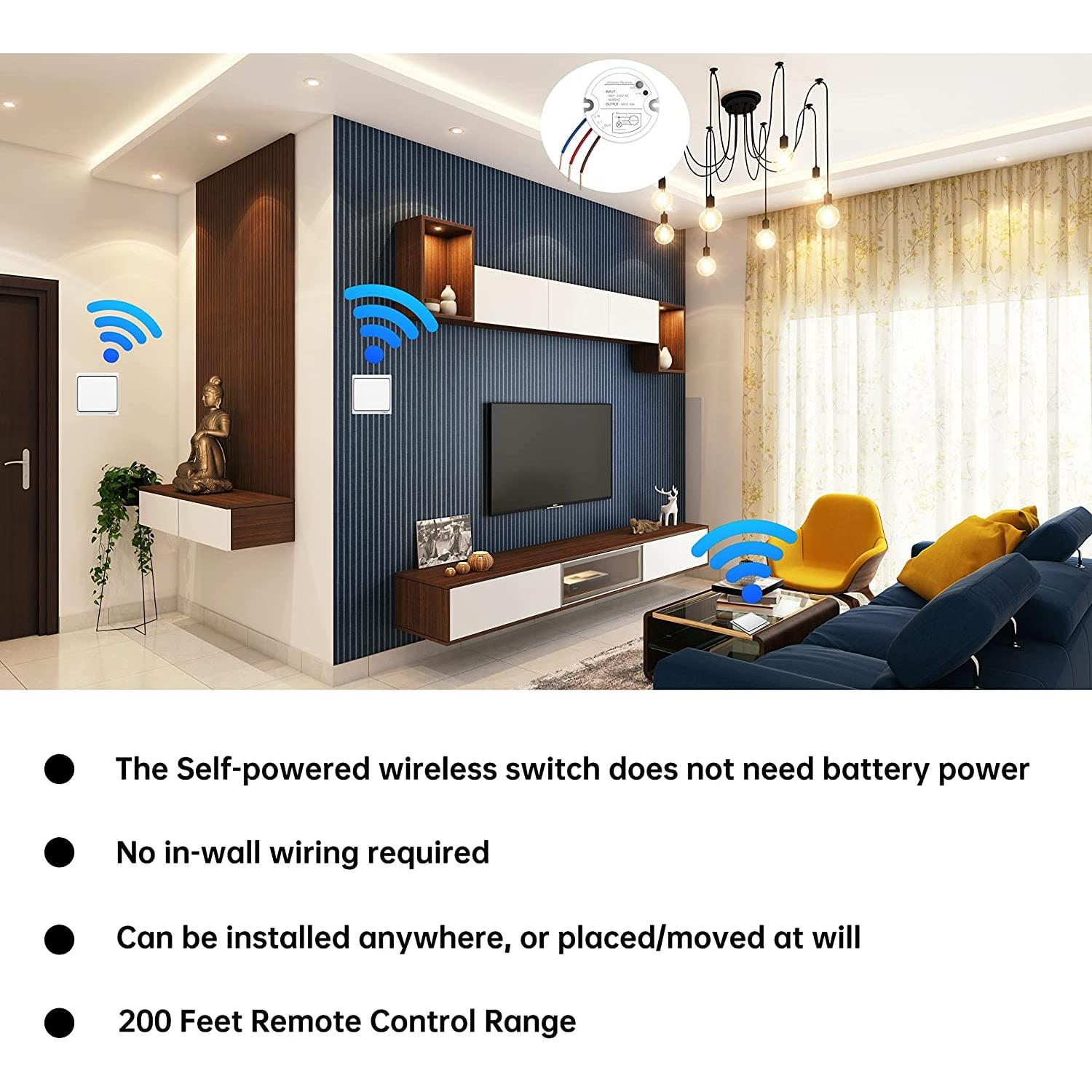 Interruptor de Luz Inalámbrico Autopropulsado Linptech K4R+R2