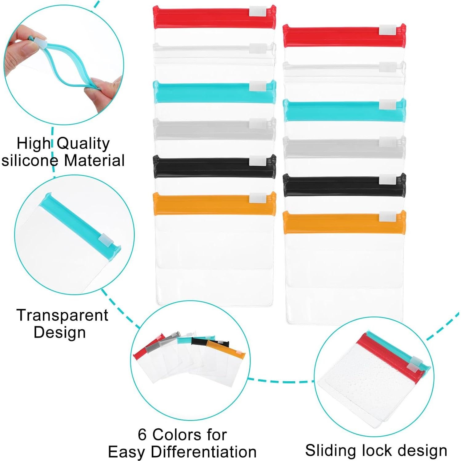 12 Bolsas de Almacenamiento Reutilizables Ptwola 7.8x7.3cm