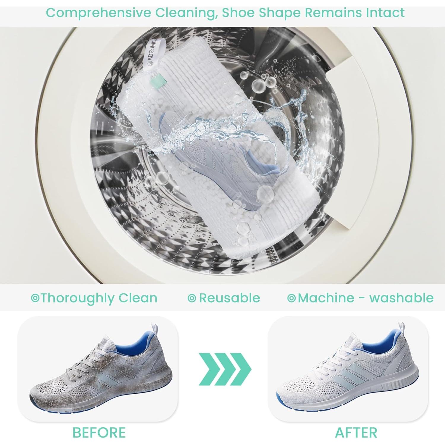 Bolsa de Lavado de Zapatos ADEHMDA 2 Pcs Microfibra Blanca