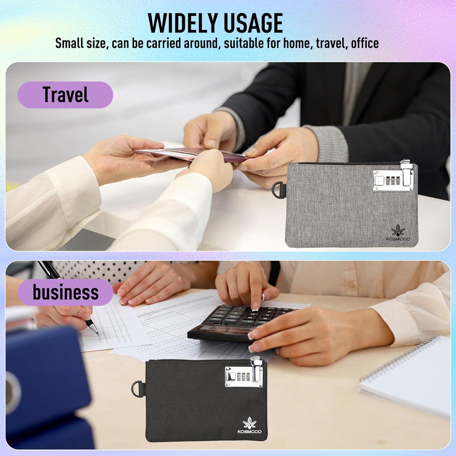 2 Pcs Bolsa de Dinero Bloqueable KOSMCCO 12.7x20.3 cm Nylon