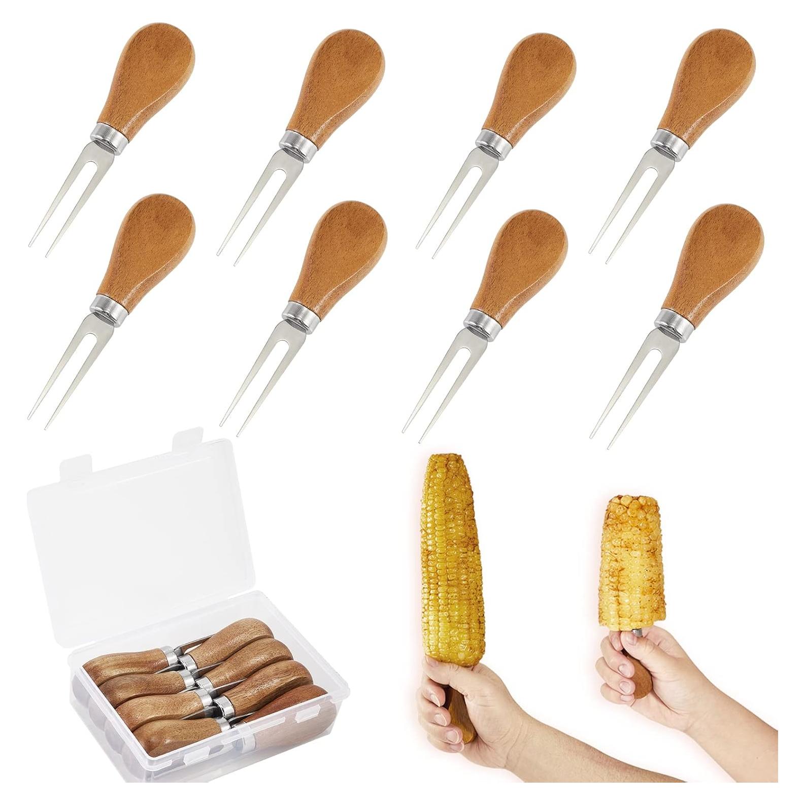 8 Sujetadores de Mazorcas de Maíz OMGOD con Mango de Madera