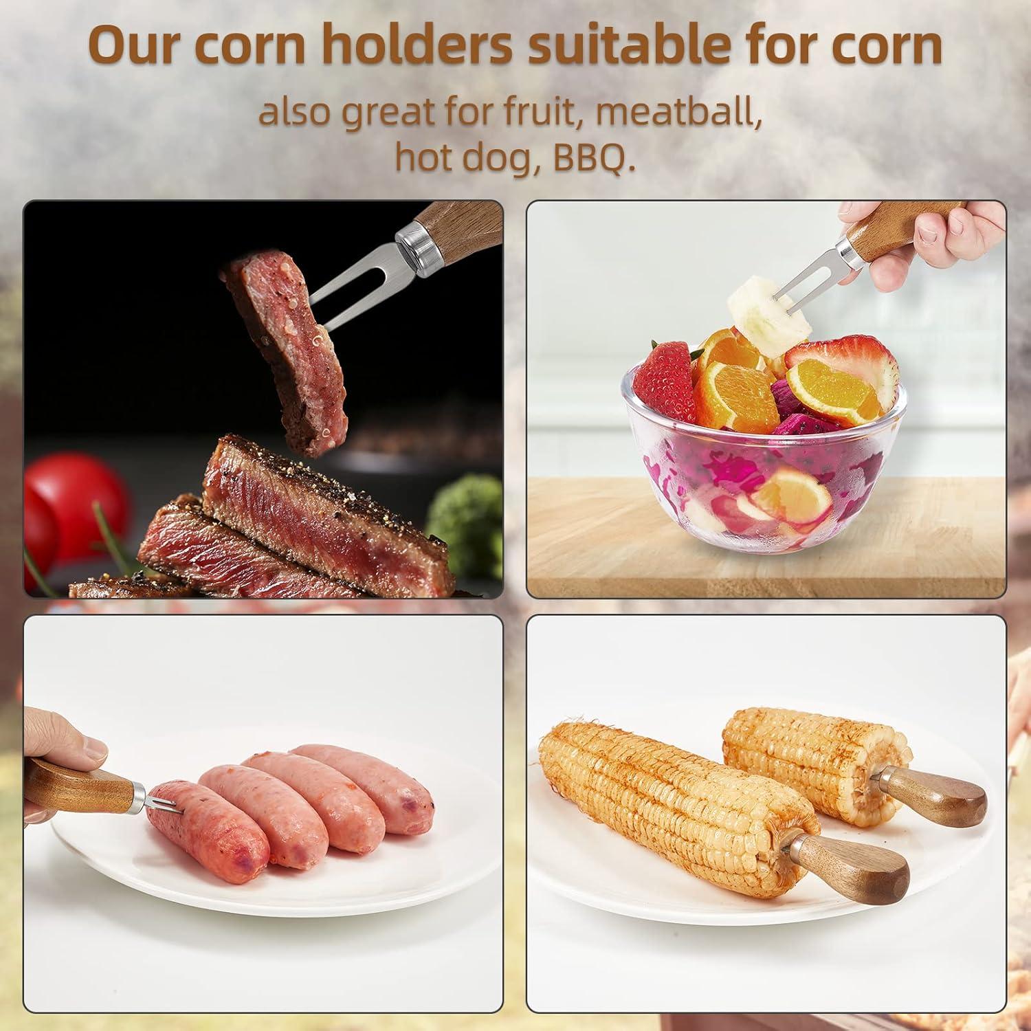 8 Sujetadores de Mazorcas de Maíz OMGOD con Mango de Madera