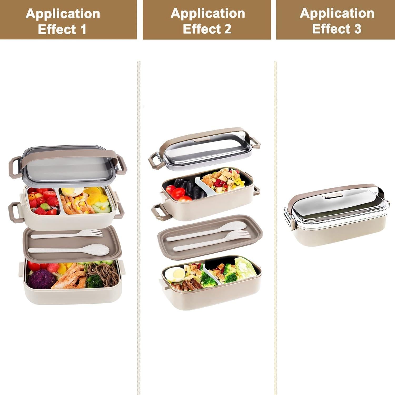 Caja Bento JUBOSYCZ de Acero Inoxidable 2100ml Beige