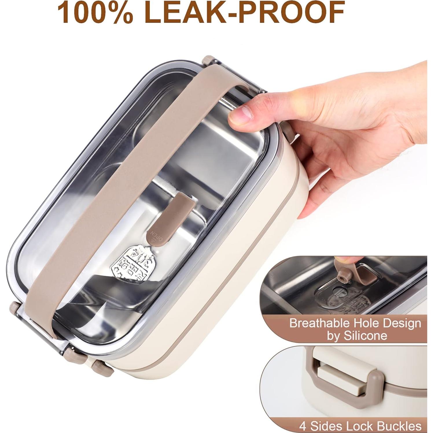 Caja Bento JUBOSYCZ de Acero Inoxidable 2100ml Beige