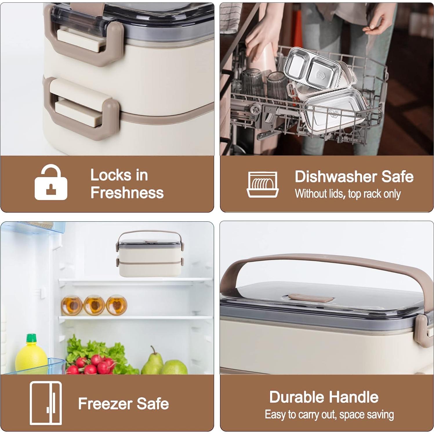 Caja Bento JUBOSYCZ de Acero Inoxidable 2100ml Beige