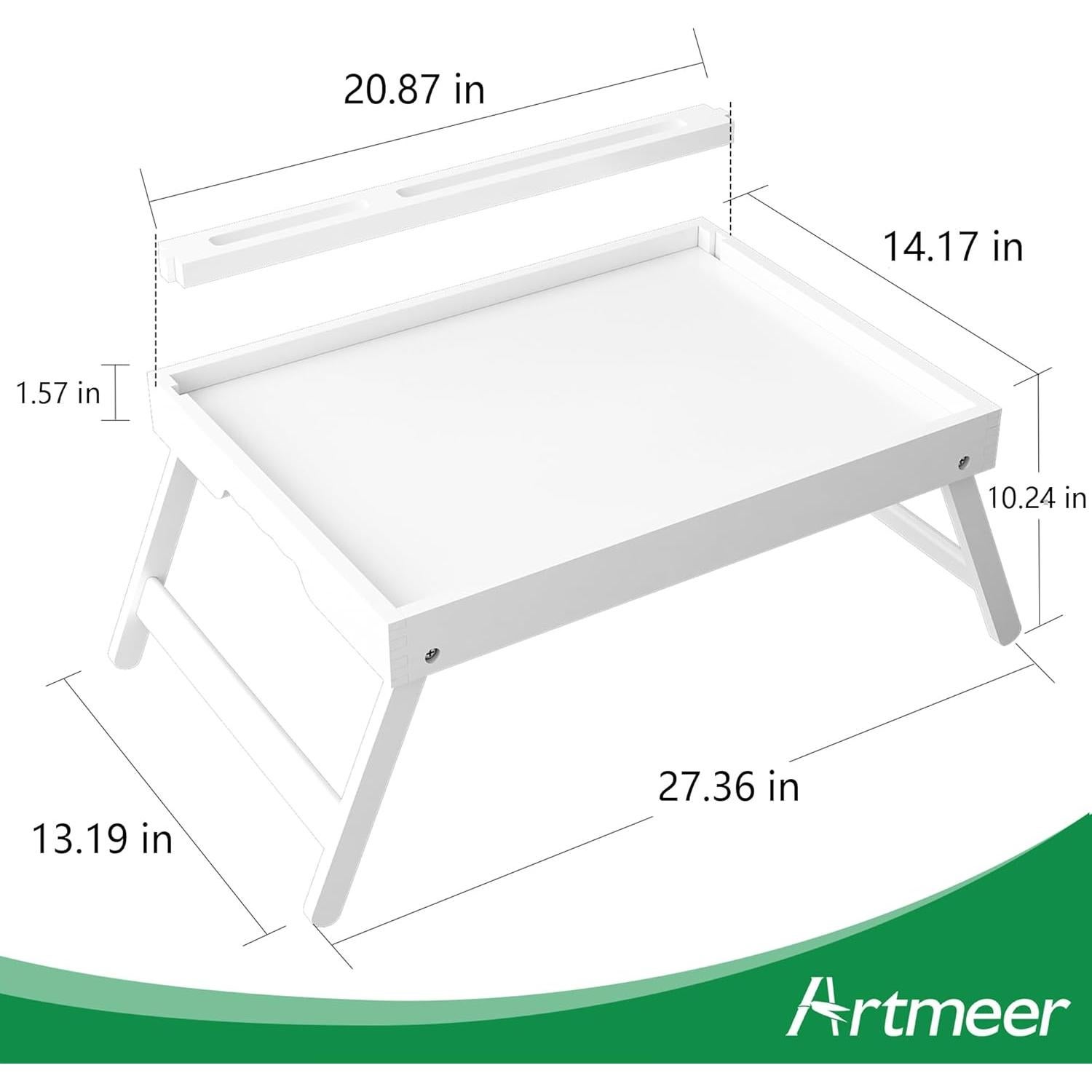 Mesa de bandeja de cama Artmeer Extra Grande Blanca con ranura
