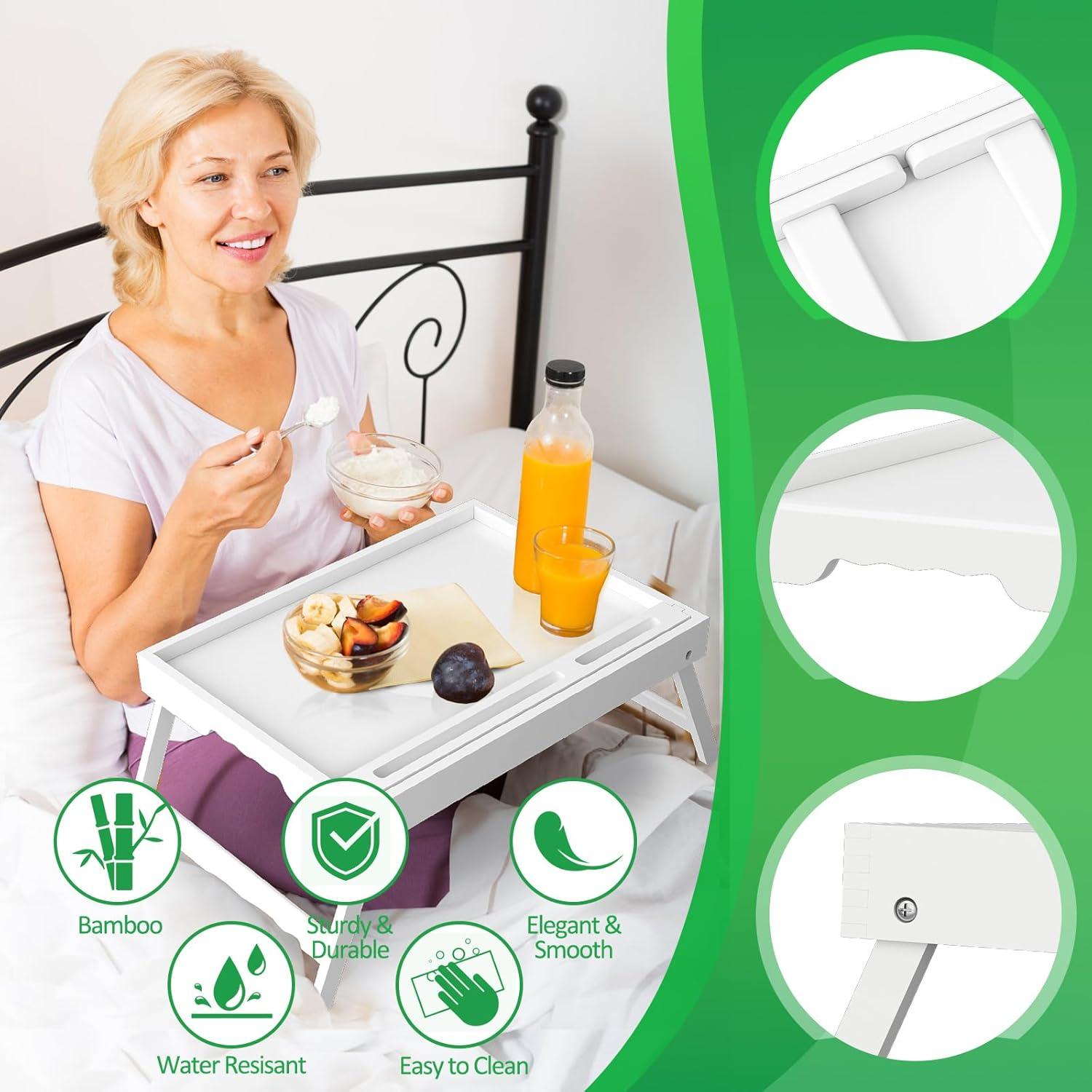 Mesa de bandeja de cama Artmeer Extra Grande Blanca con ranura