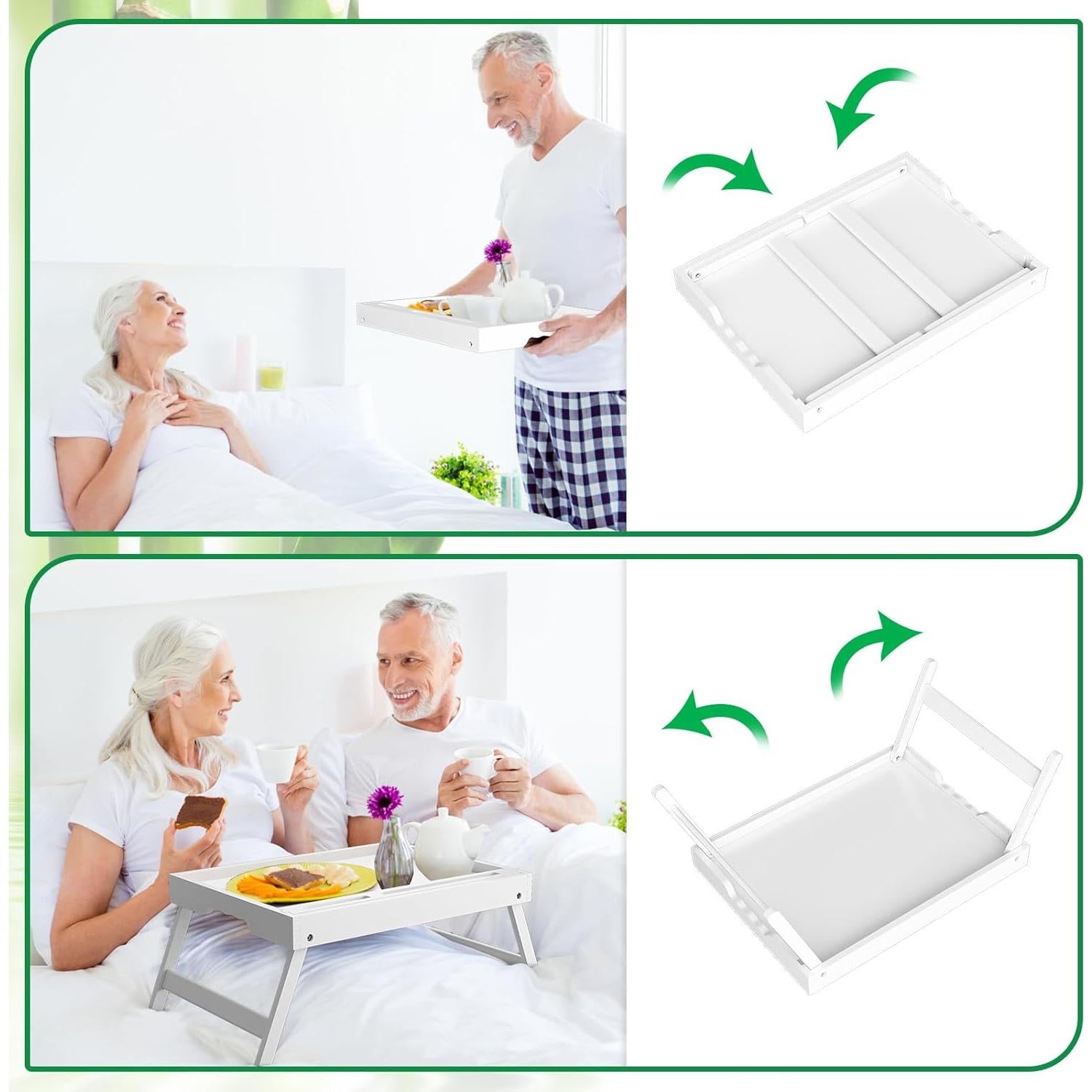Mesa de bandeja de cama Artmeer Extra Grande Blanca con ranura