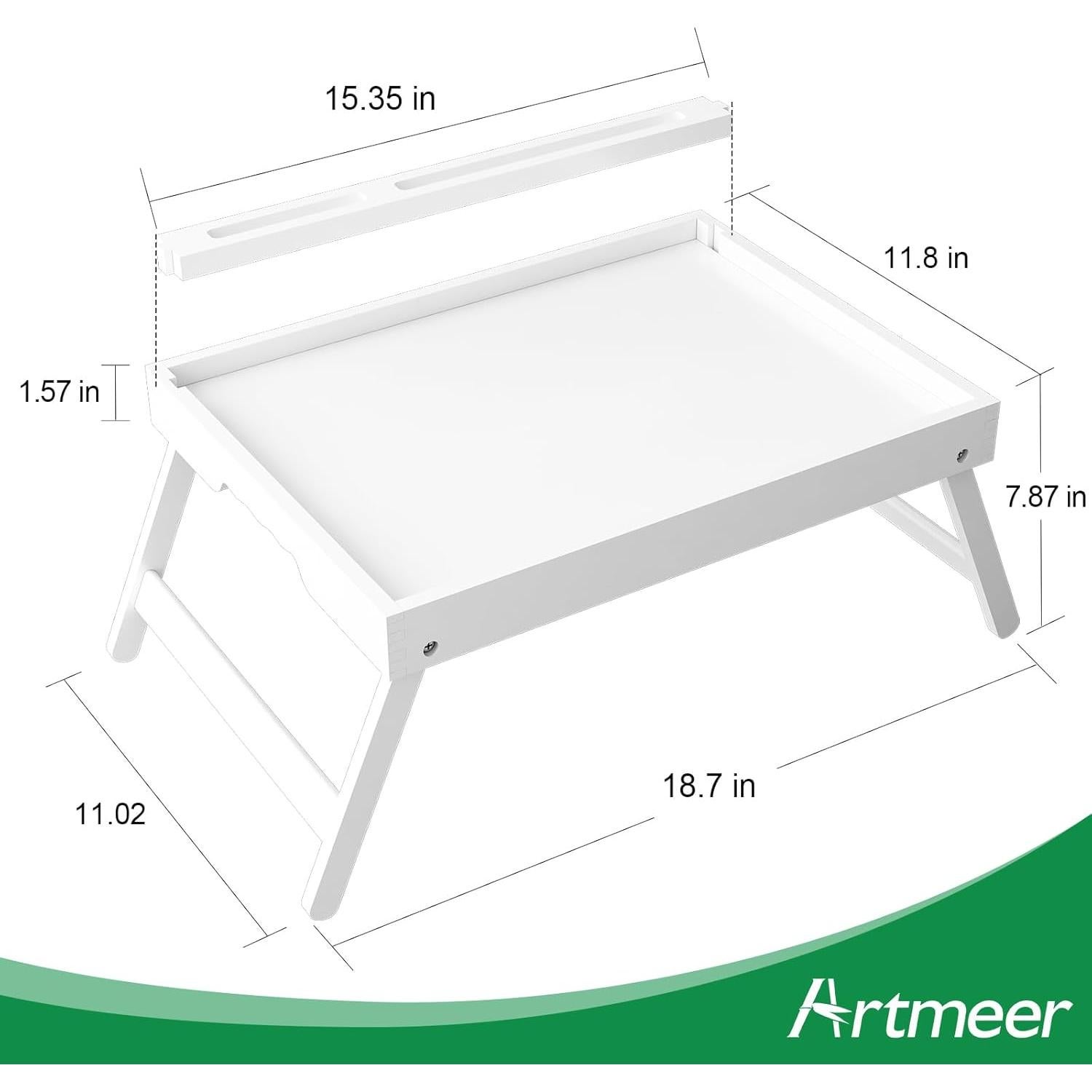 Mesa de bandeja de cama Artmeer plegable de bambú 40x30 cm