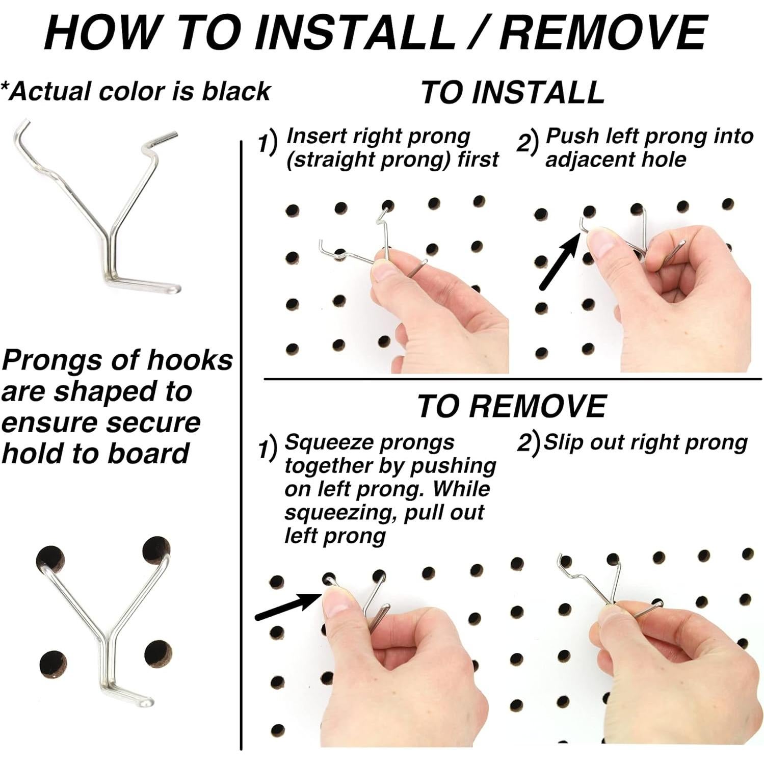 Ganchos de Tablero de Acero Right Arrange 50-Pack 2.54 cm Negro