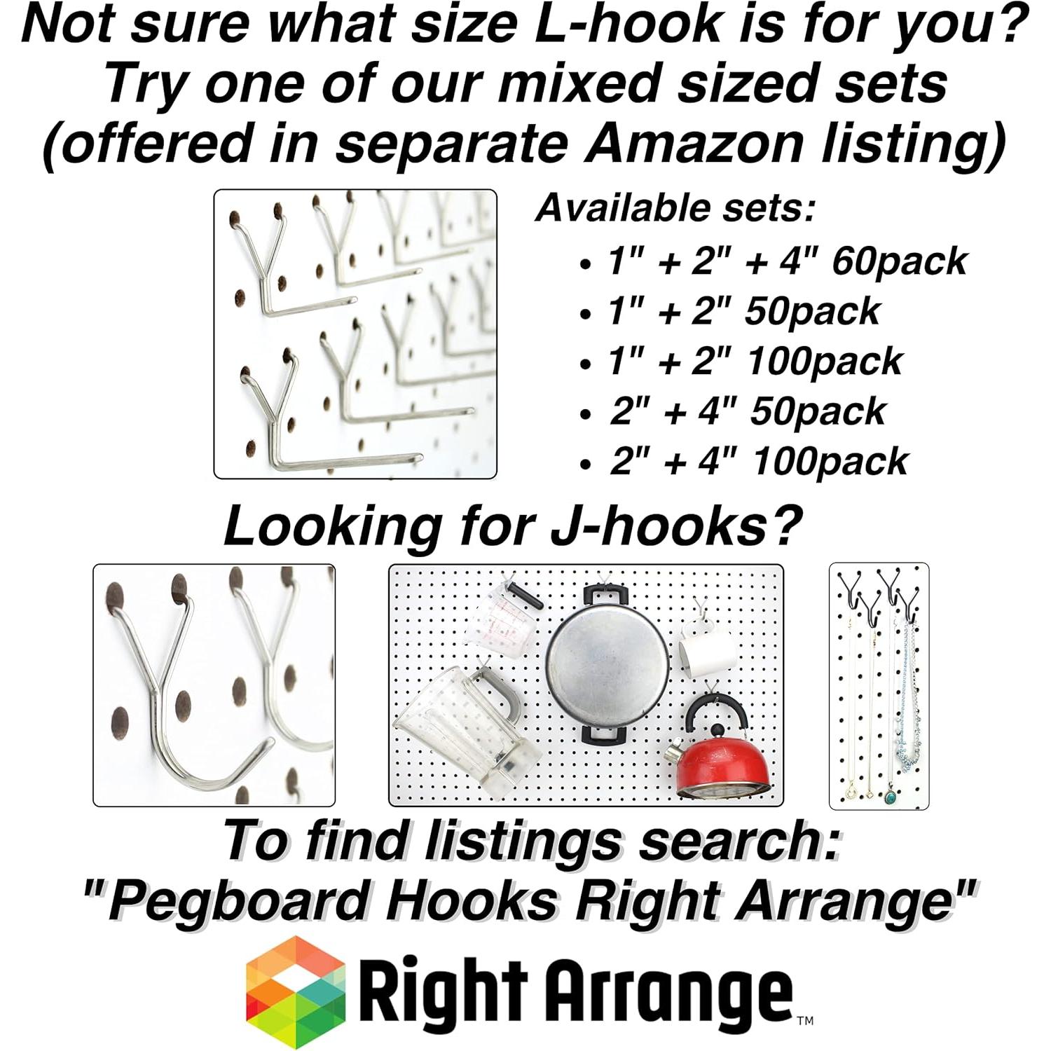 Ganchos de Tablero de Acero Right Arrange 50-Pack 2.54 cm Negro