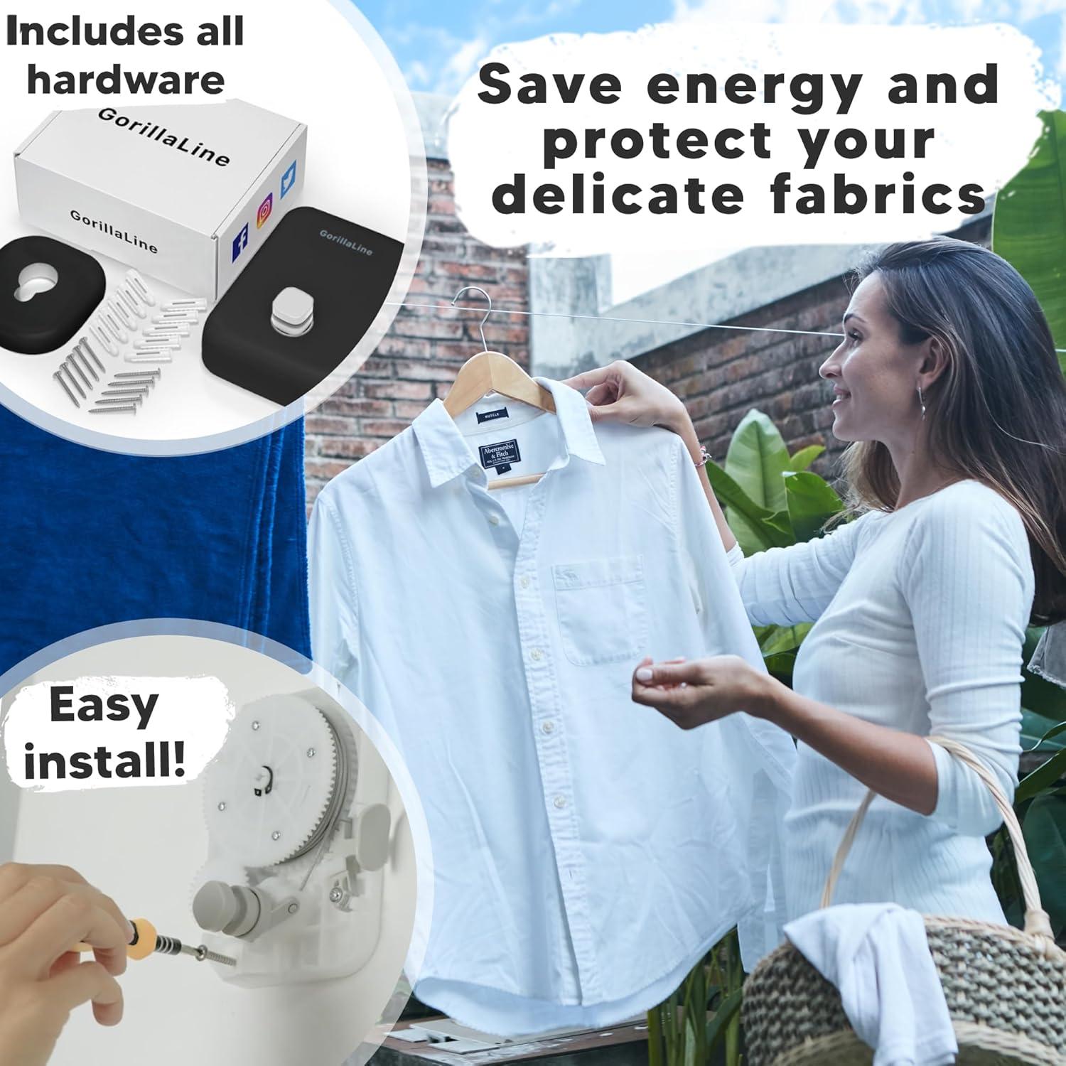 Cuerda de Ropa Retráctil GorillaLine 4.24 m Alta Resistencia