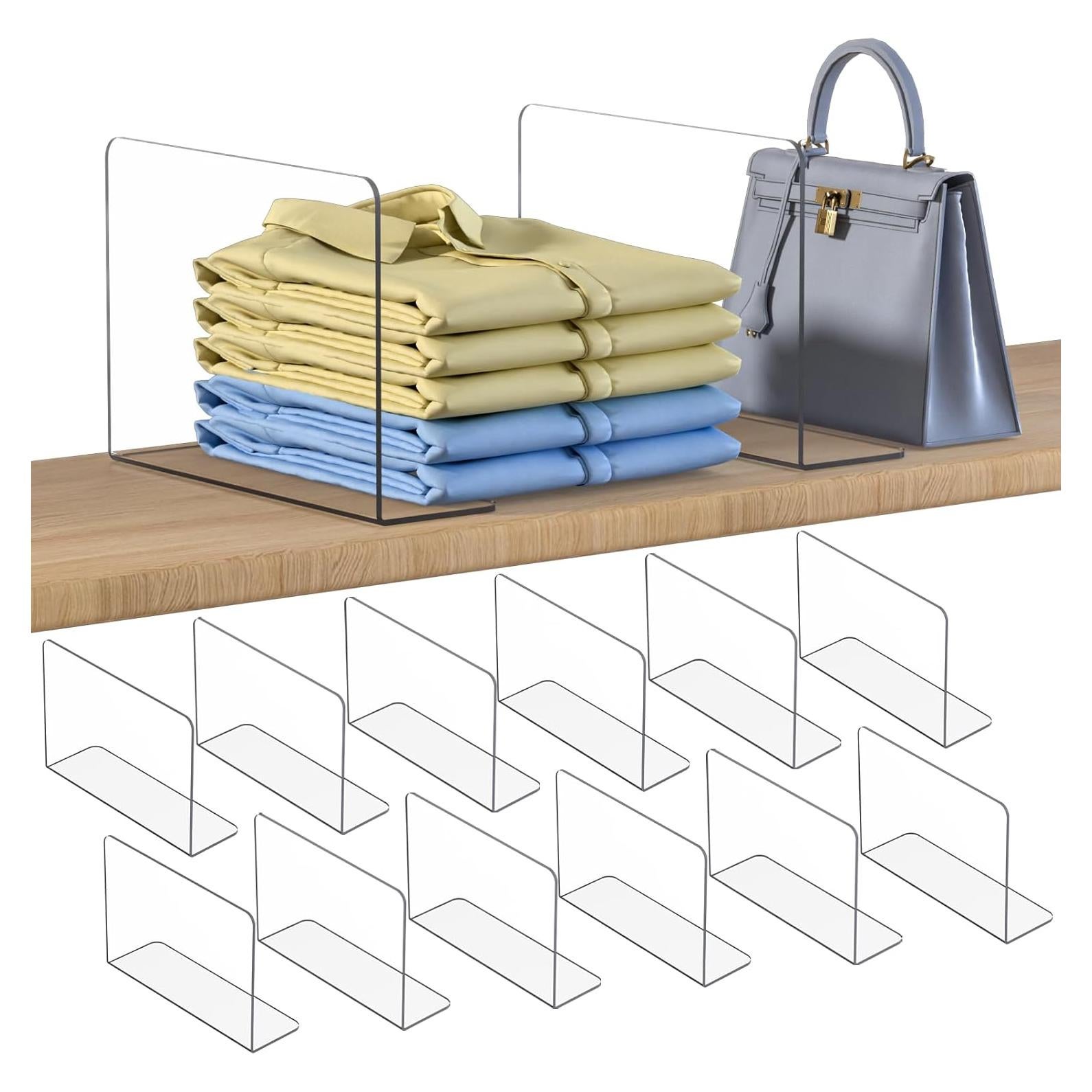 Divisores de Estante OKPOW 12 Piezas Acrílico Transparente 19 cm