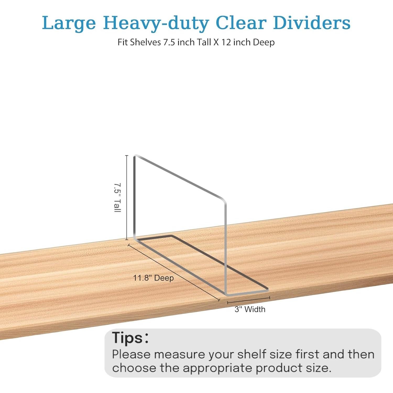 Divisores de Estante OKPOW 12 Piezas Acrílico Transparente 19 cm