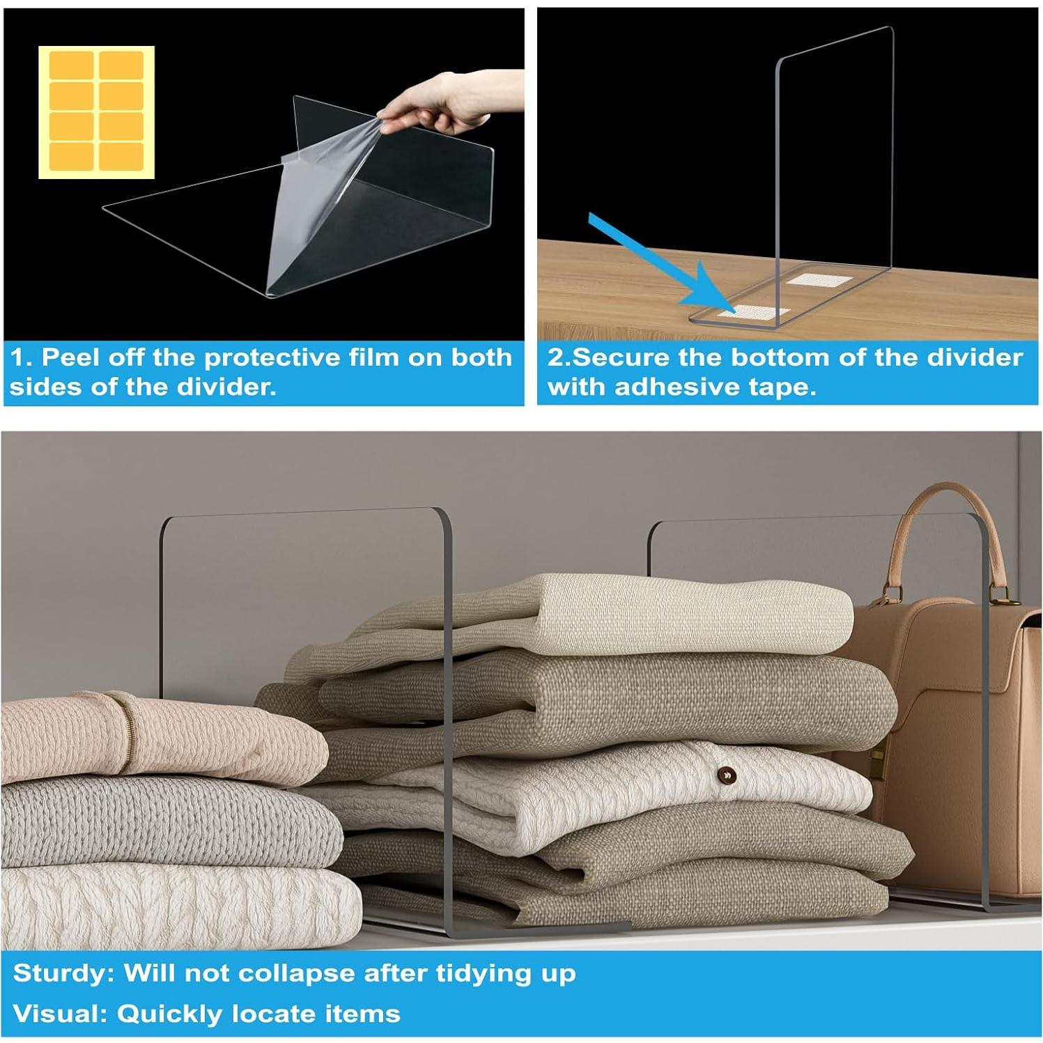 Divisores de Estante OKPOW 12 Piezas Acrílico Transparente 19 cm