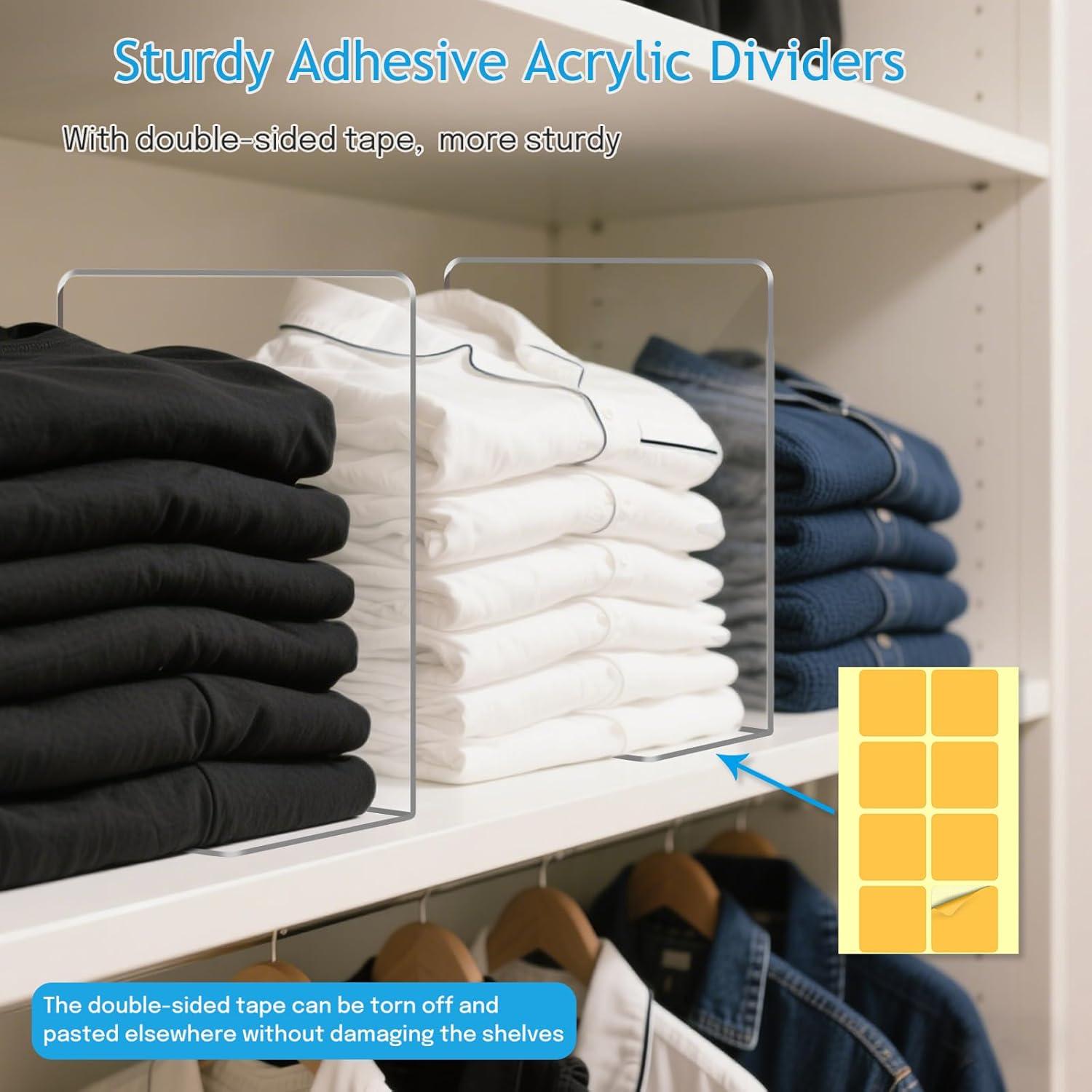 Divisores de Estante OKPOW 12 Piezas Acrílico Transparente 19 cm