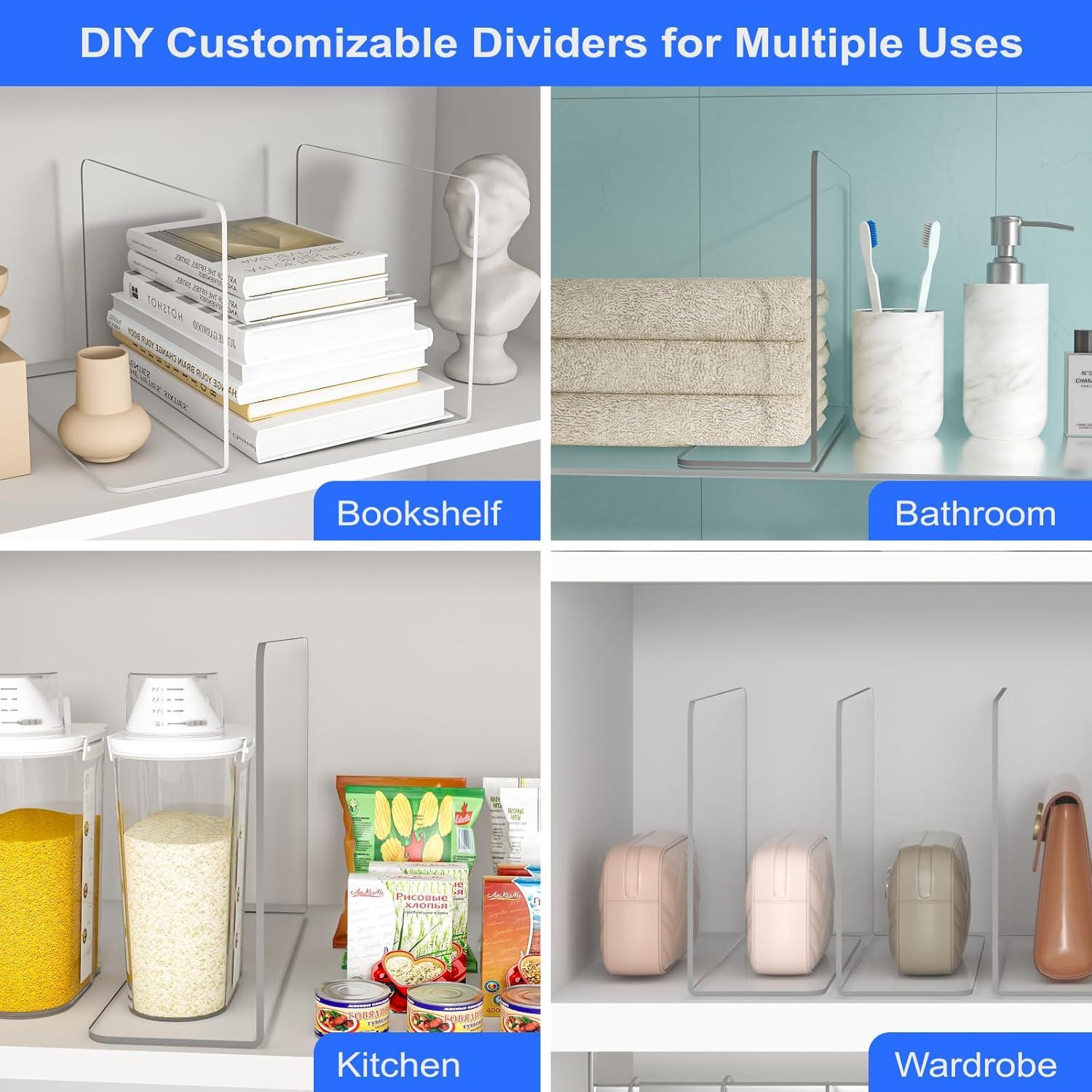 Divisores de Estante OKPOW 12 Piezas Acrílico Transparente 19 cm