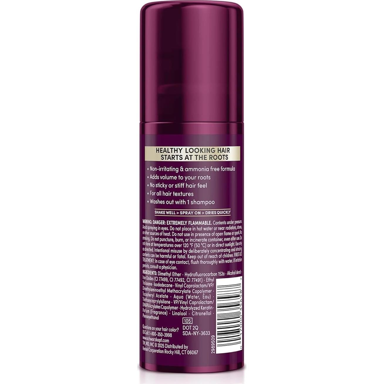 Spray Temporal de Color de Raíz Schwarzkopf 59ml Marrón Oscuro