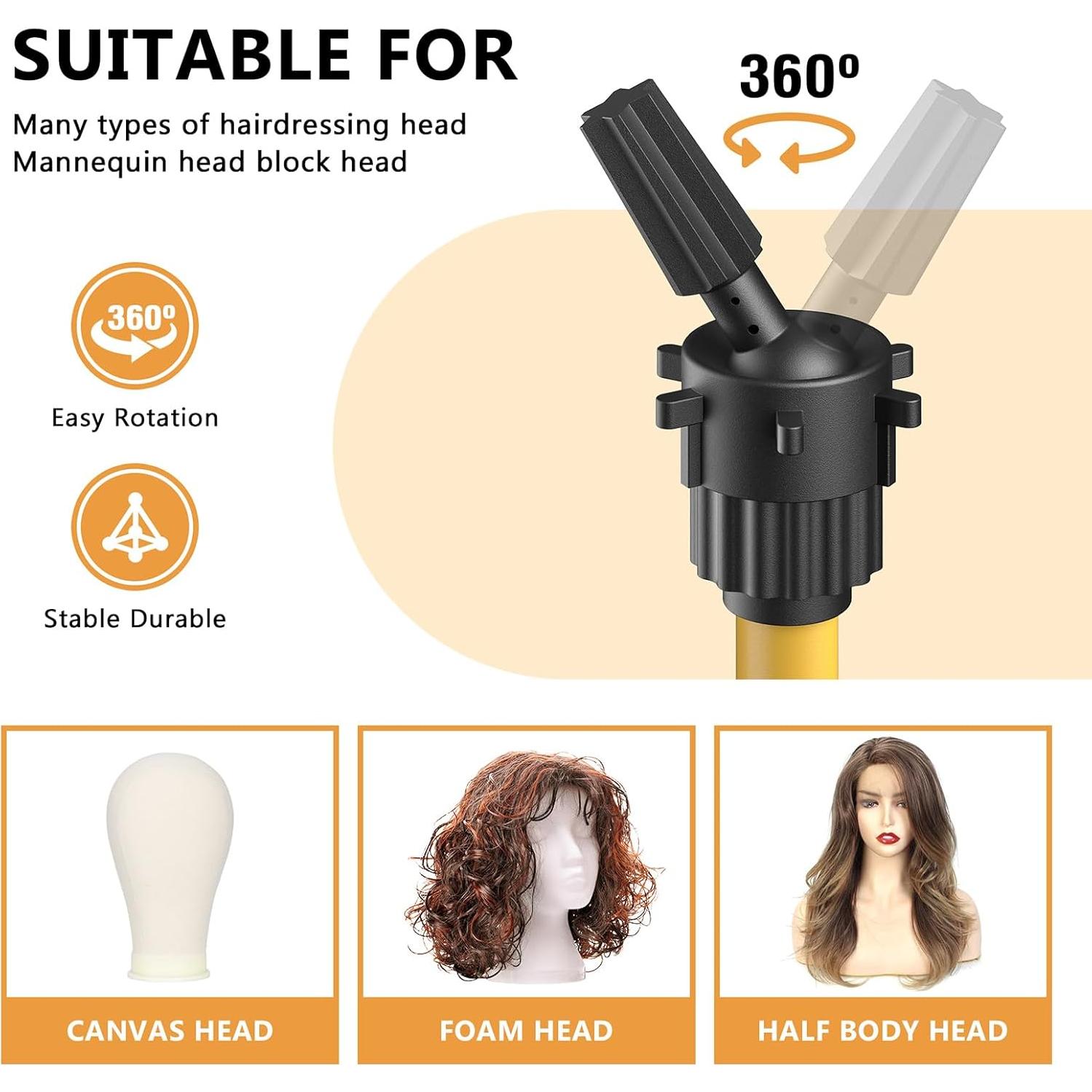 Soporte para Cabeza de Peluca Ajustable Retbtnm Dorado