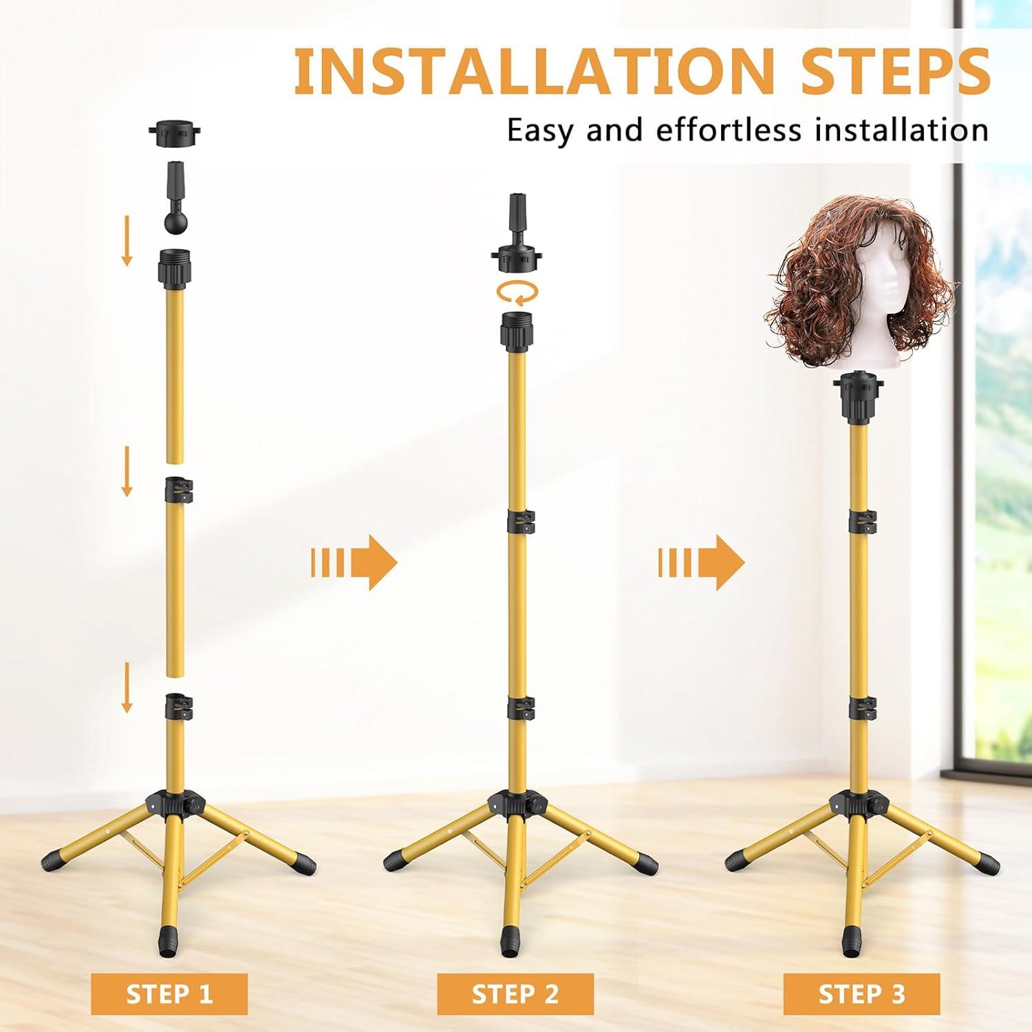 Soporte para Cabeza de Peluca Ajustable Retbtnm Dorado