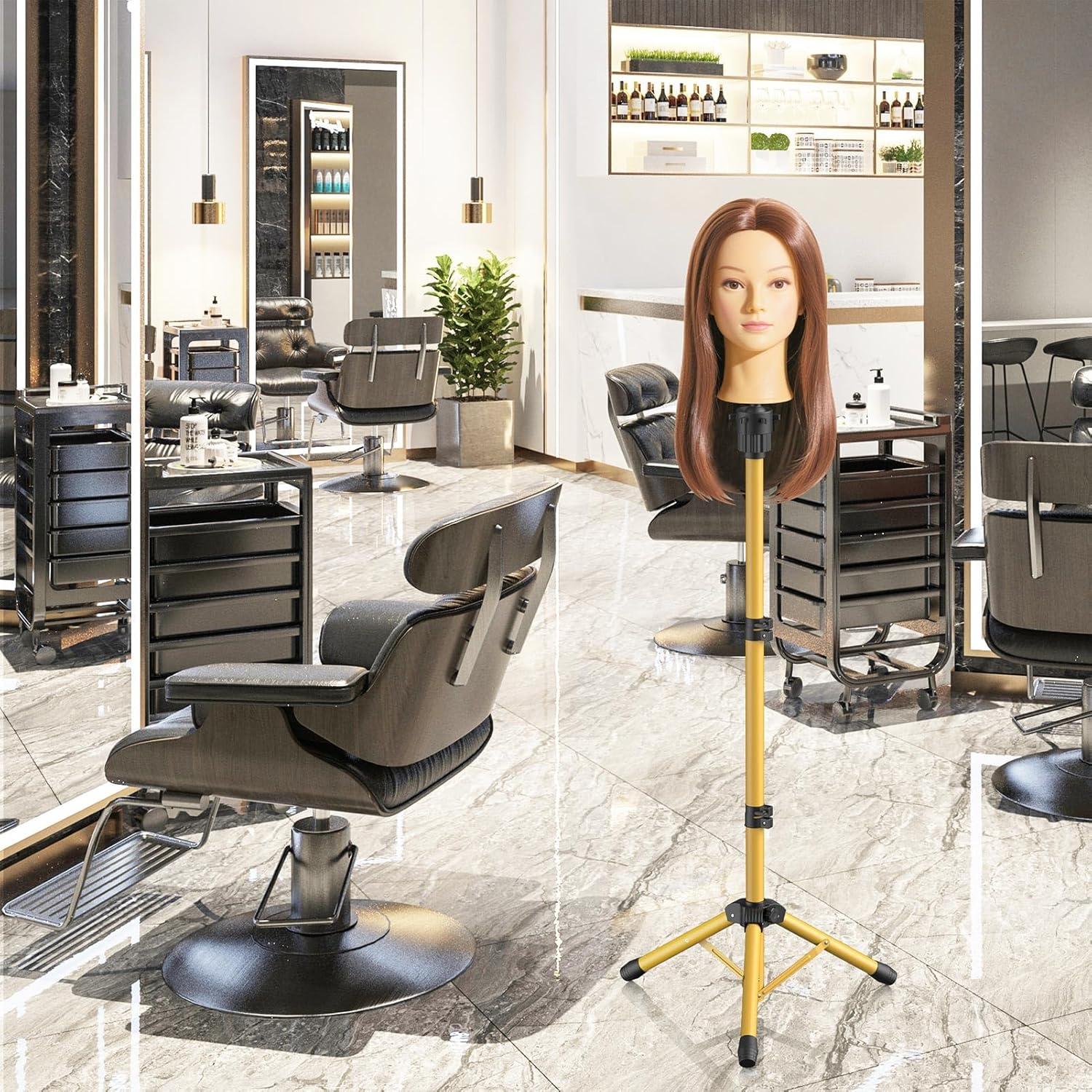 Soporte para Cabeza de Peluca Ajustable Retbtnm Dorado