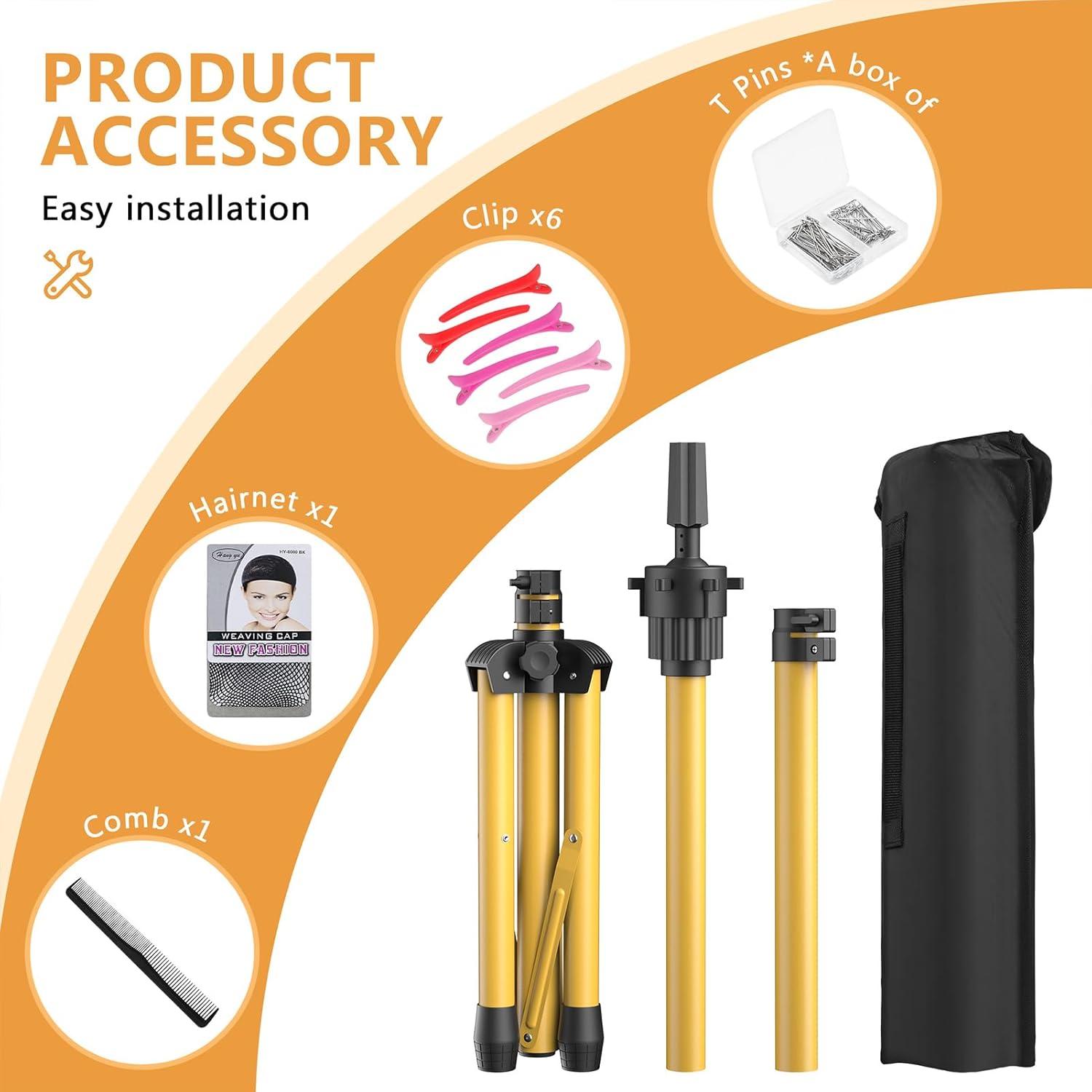 Soporte para Cabeza de Peluca Ajustable Retbtnm Dorado