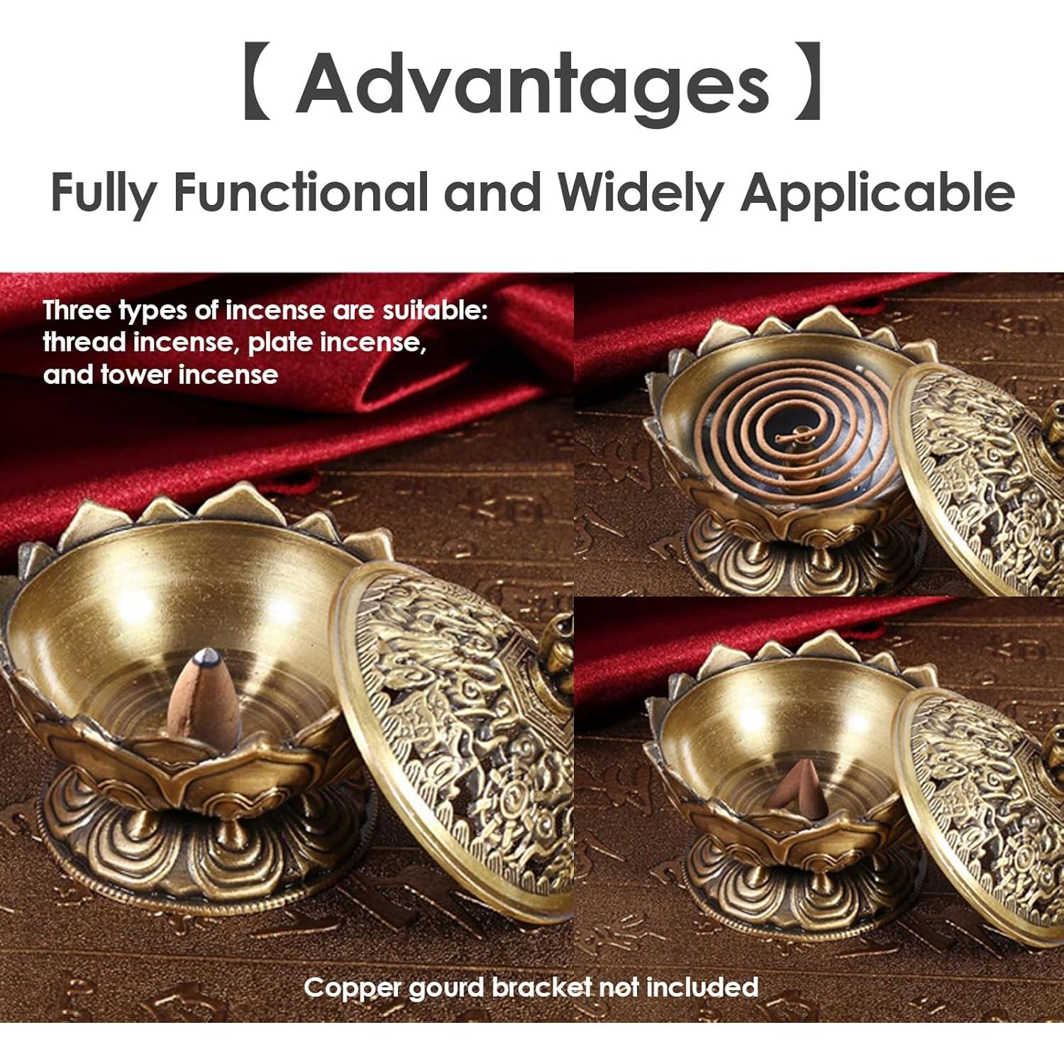 Quemador de Incienso de Loto Walfront - Bronce, 8 cm