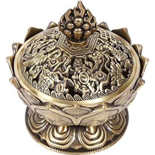 Quemador de Incienso de Loto Walfront - Bronce, 8 cm