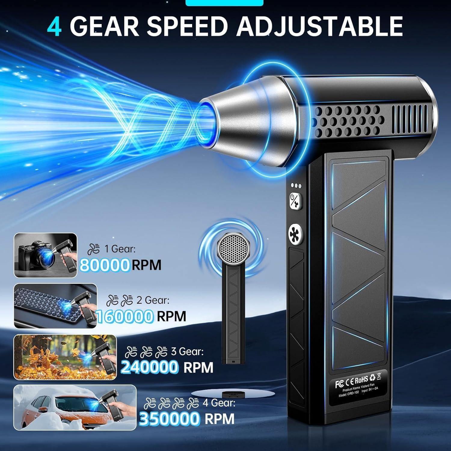 Soplador de Aire Comprimido YUHUO ORD-102 Recargable 4 Velocidades